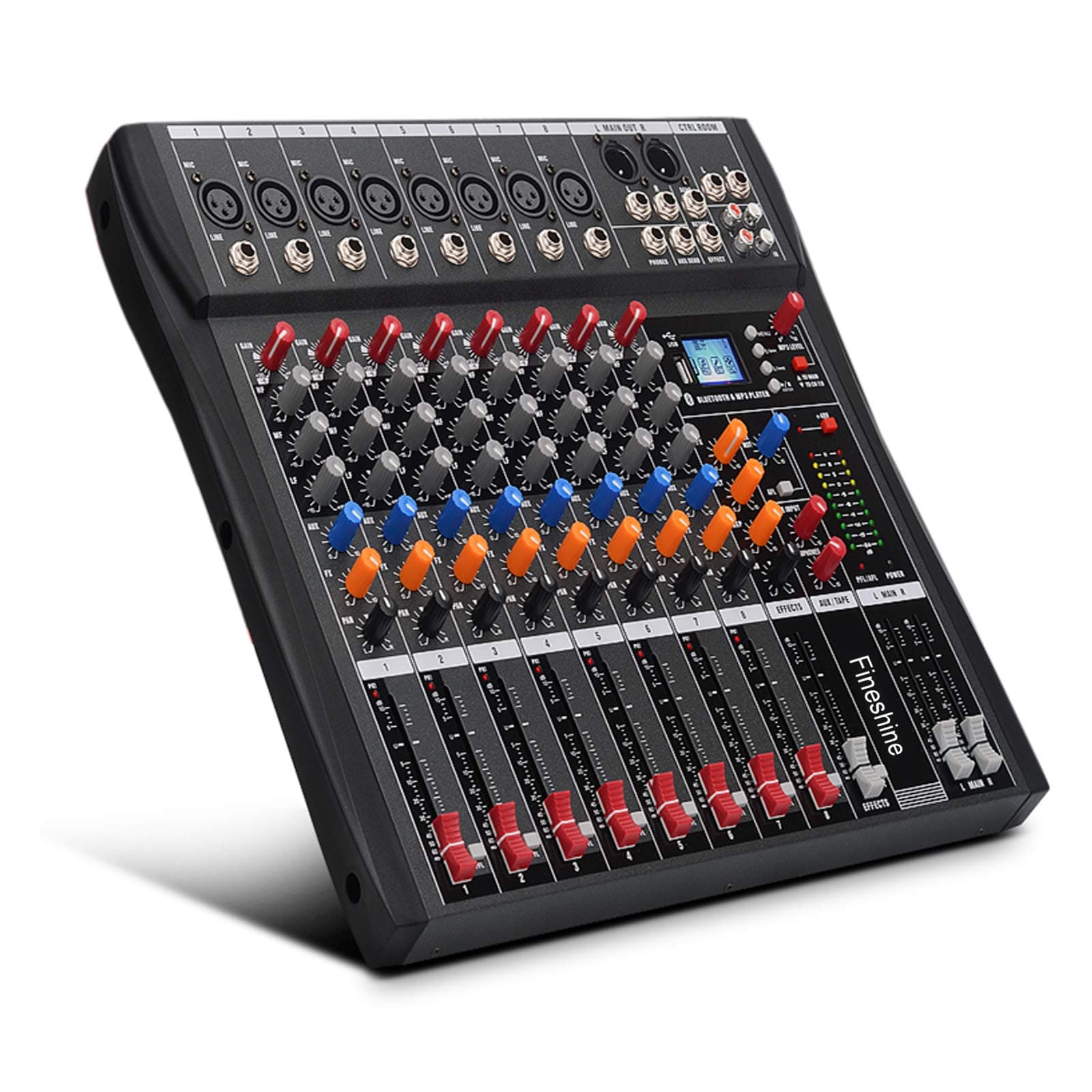 Fineshine 8/12/16 Channel Audio Mixer Sound Mixing Console with Bluetooth USB,PC Recording Input, XLR Microphone Jack, 48V Power, RCA Input/Output ...