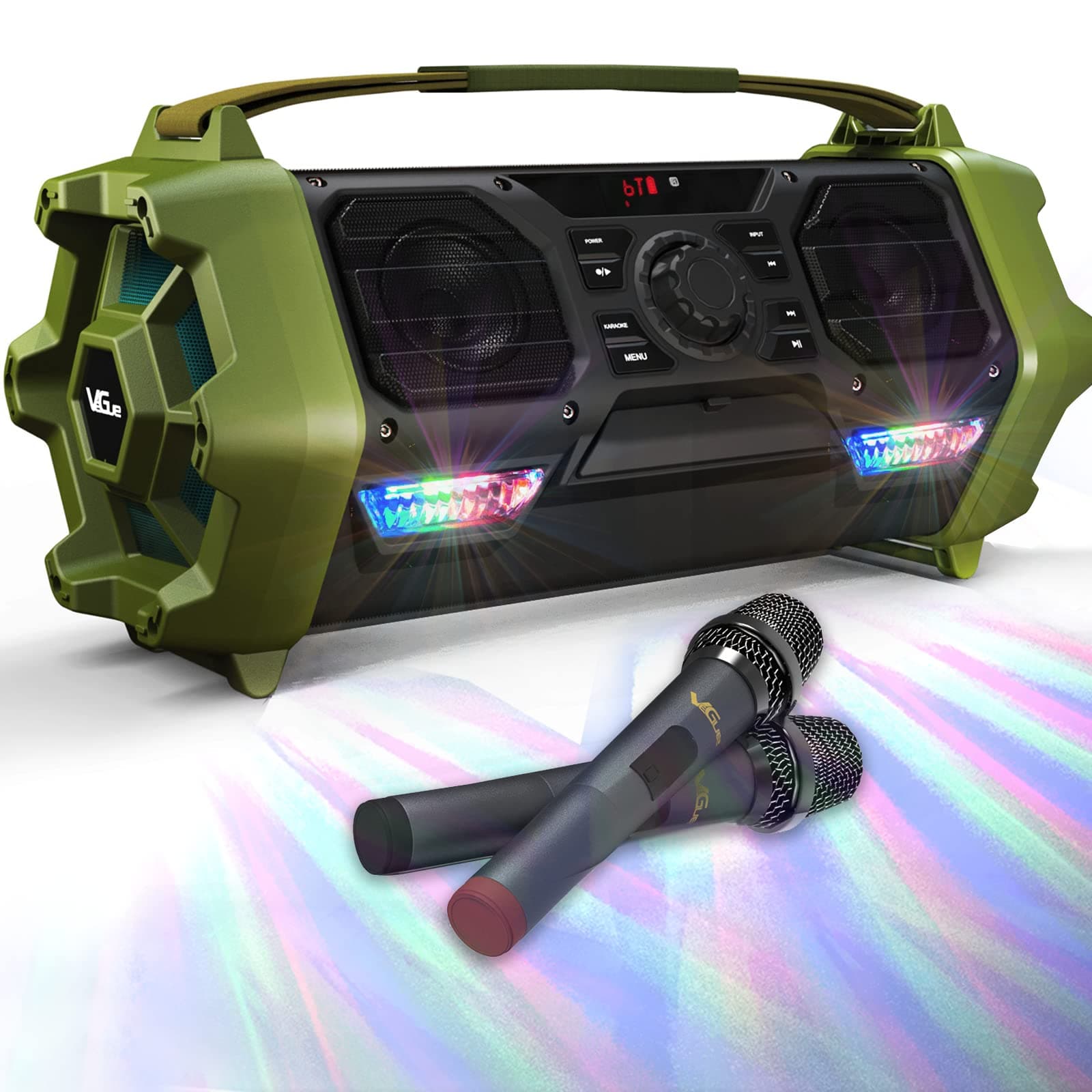 Karaoke Machine for Adults & Kids, VeGue Portable Karaoke Bluetooth PA System with Wireless Microphone, LED Light, 6.5 inch Subwoofer for Karaoke, ...