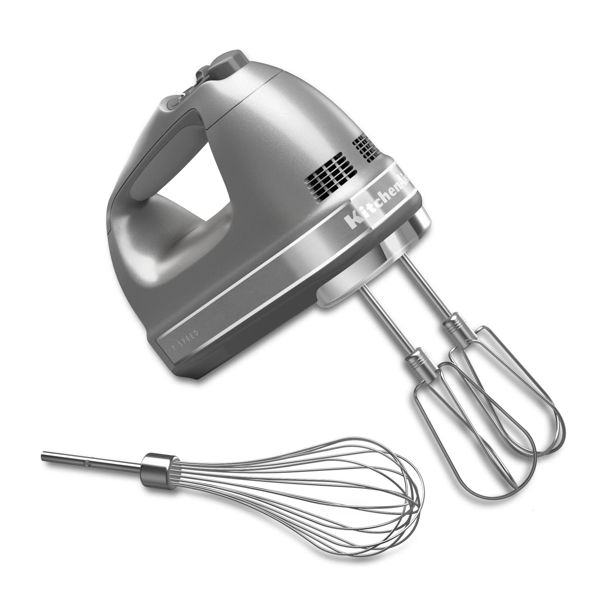 KitchenAid KHM7210CU 7-Speed Digital Hand Mixer with Turbo Beater II Accessories and Pro Whisk - Contour Silver