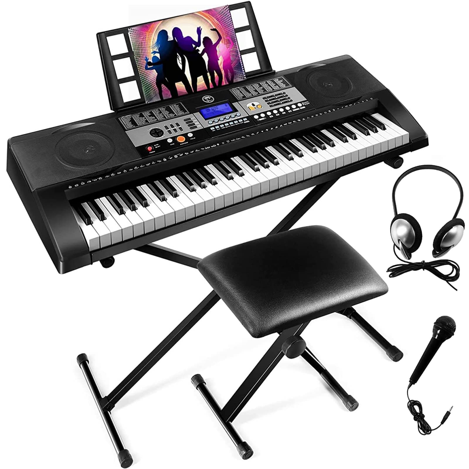 Mustar 61 Key Piano Keyboard, Portable Electric Keyboard Piano with Stand, Touch Sensitive Keyboards Piano 61 key for Beginners, Piano Stool, Headp...