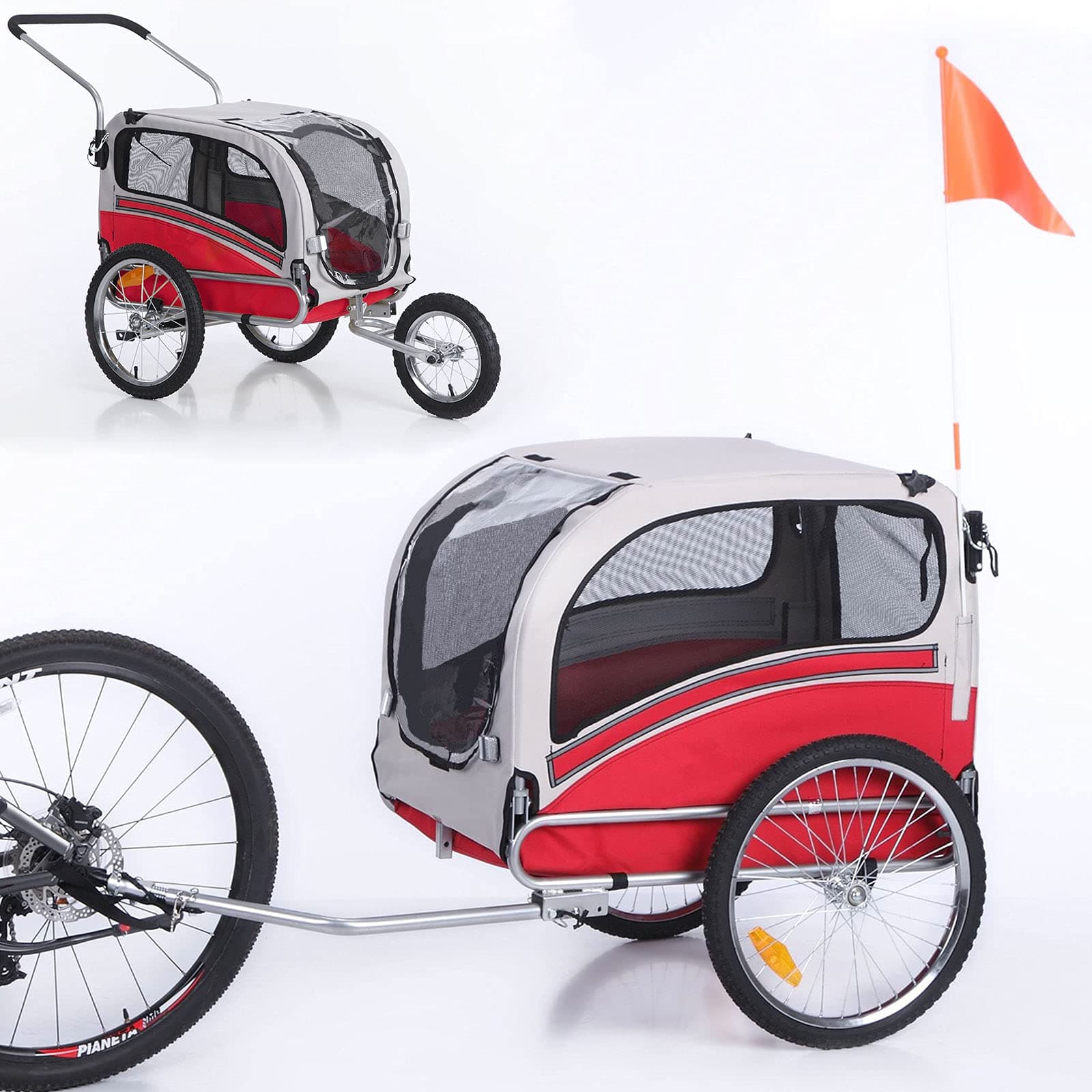 Sepnine Leonpets 2 in 1 Dog Stroller Pet Dog Bike Trailer Bicycle Trailer and Jogger,Easy Fold 20303