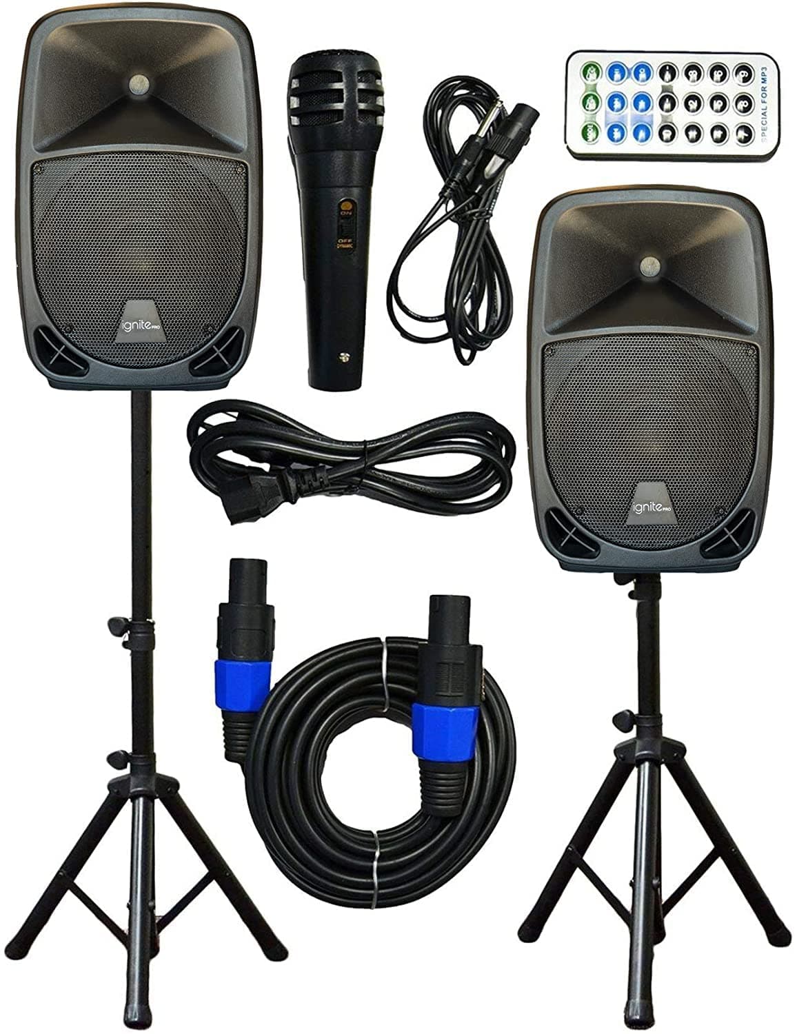 2x Ignite Pro 12" Pro Series Speaker DJ / PA System / Bluetooth Connectivity 2000W (12")