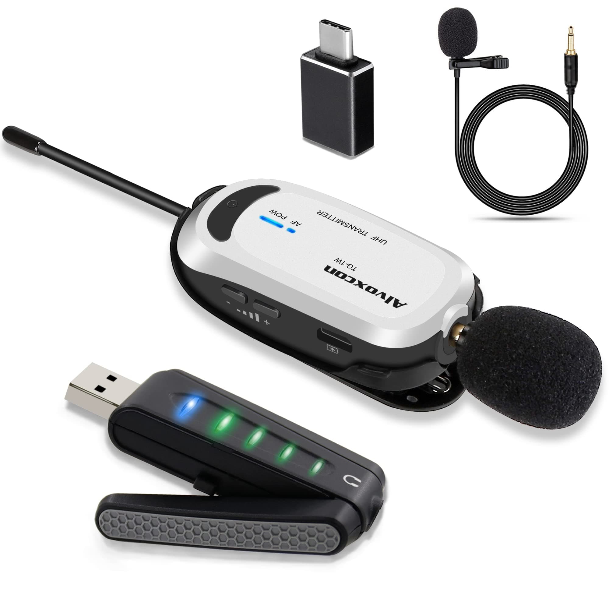 Wireless Lapel Microphone for Computer, Alvoxcon USB lavalier Mic System for MacBook, Android, PC, Laptop, Speaker, Zoom Meeting, Teacher Podcastin...