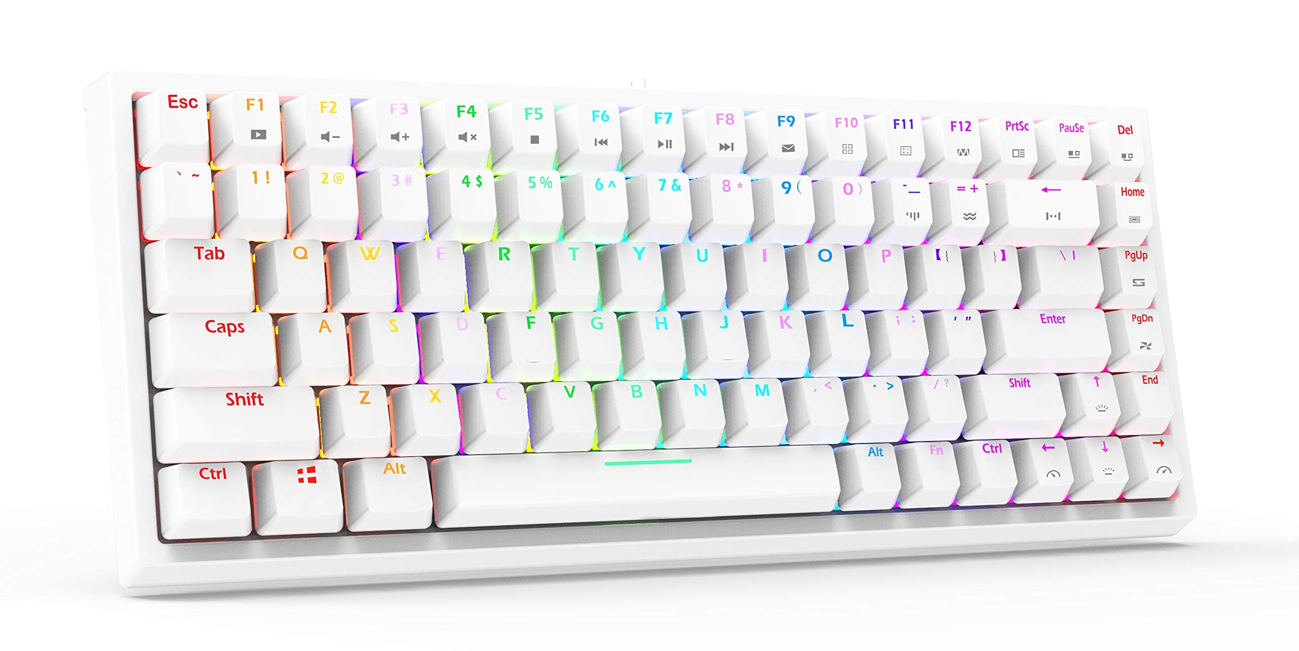 Smart Duck XS-84 75% TKL Wired Mechanical Gaming Keyboard,RGB Music Rhythm LED Backlit N-Key Rollover, BlueSwitch （White）