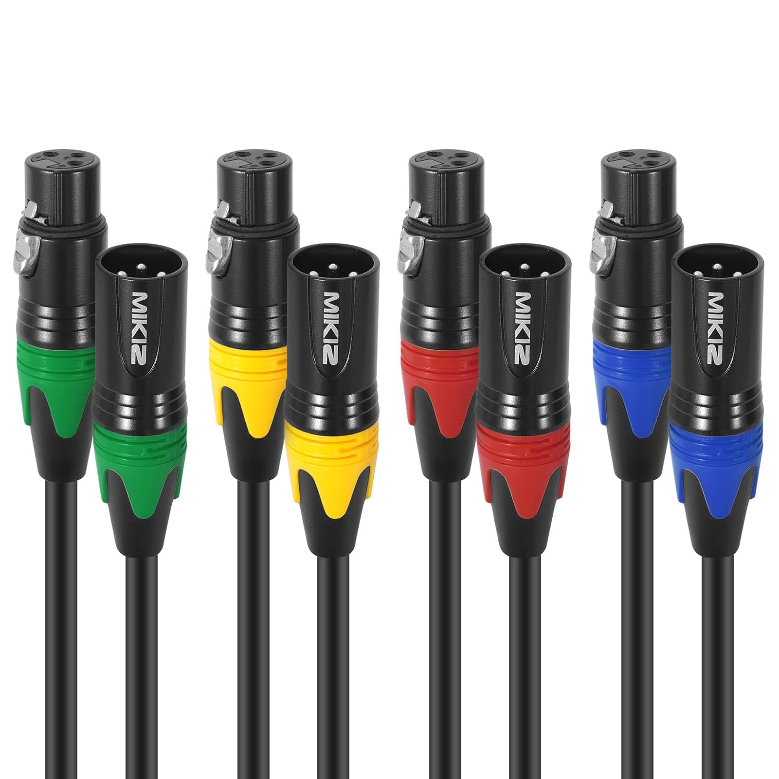 XLR Microphone Cables 25ft 4 Pack- MIKIZ Premium Balanced XLR Male to Female Cable