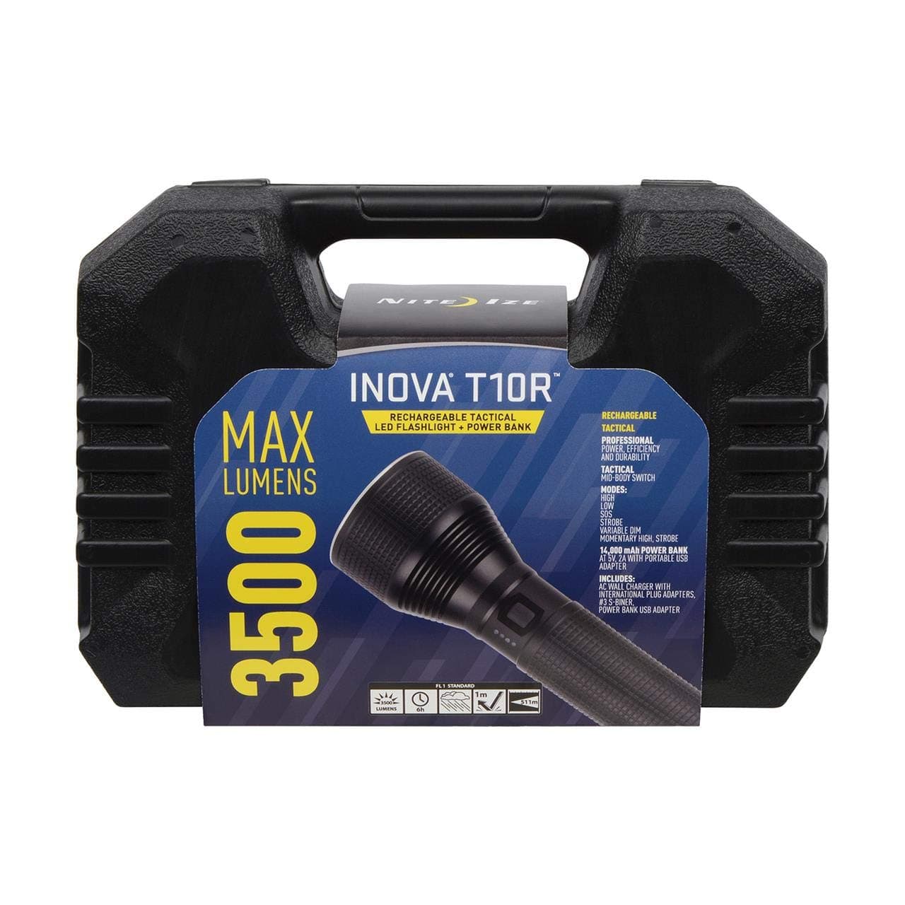 Inova T10R Rechargeable Tactical LED Flashlight + Power Bank - Black