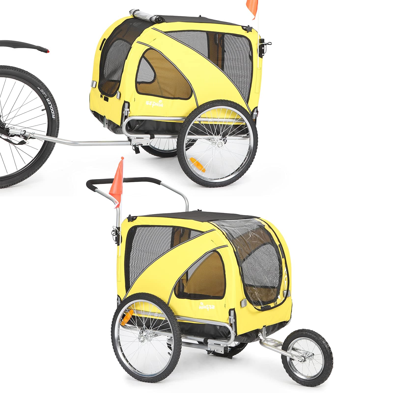Sepnine and Leonpest Large Bicycle pet Trailer and Jogger 2 in 1 Function of 10202