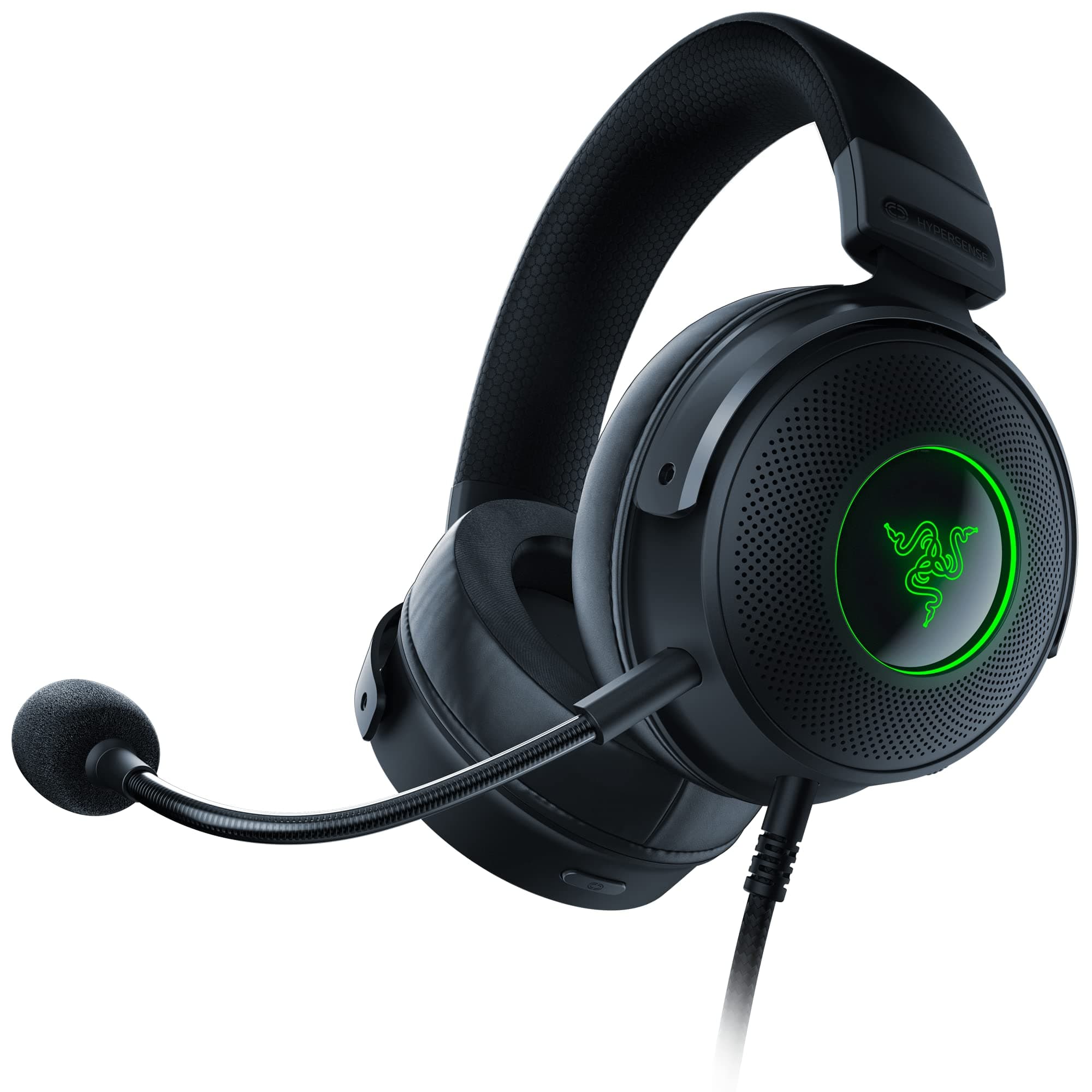 Razer Kraken V3 HyperSense Wired USB Gaming Headset w/Haptic Technology: Triforce Titanium 50mm Drivers - THX Spatial Audio - Hybrid Fabric & Leath...