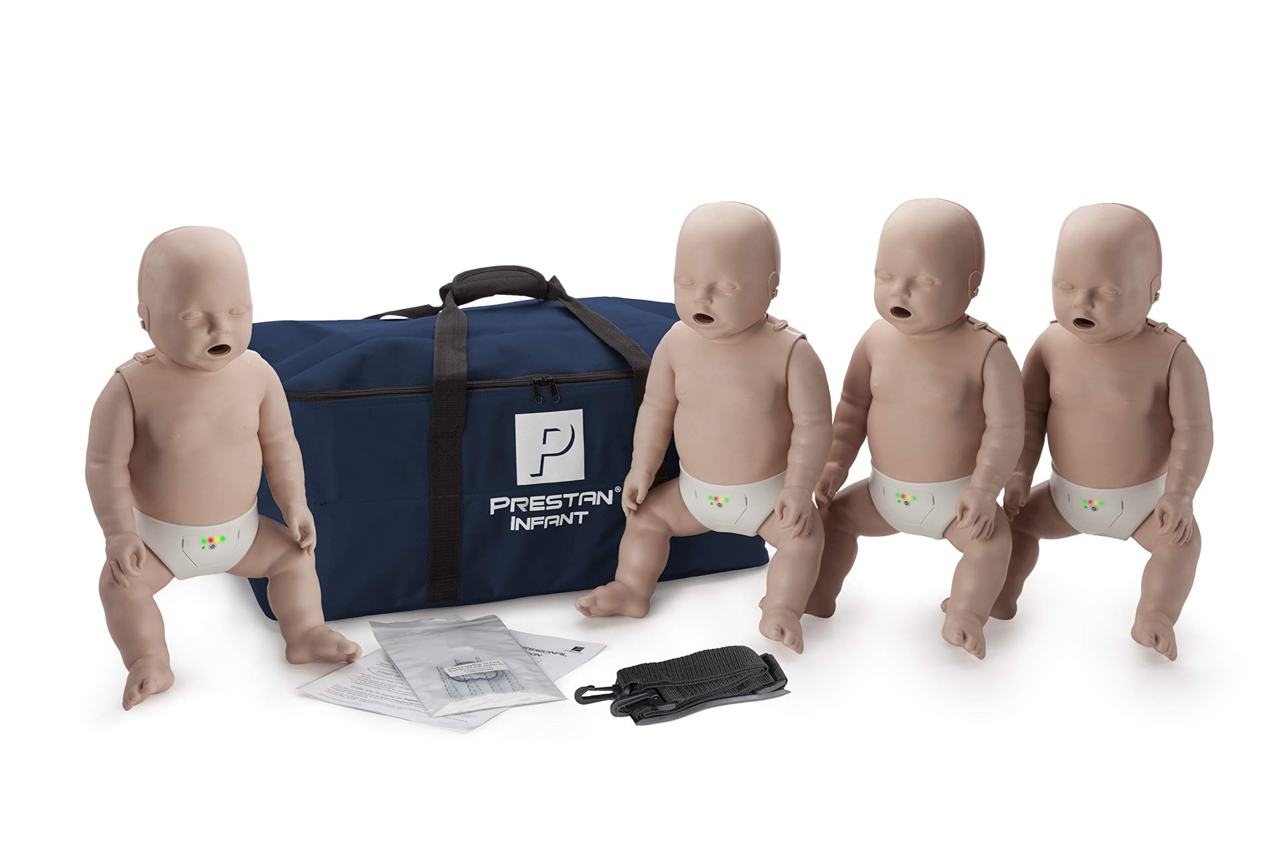 4-Pack of Infant CPR Manikins with Compression Rate Monitors by Prestan, Medium Skin Tone PP-IM-400M-MS