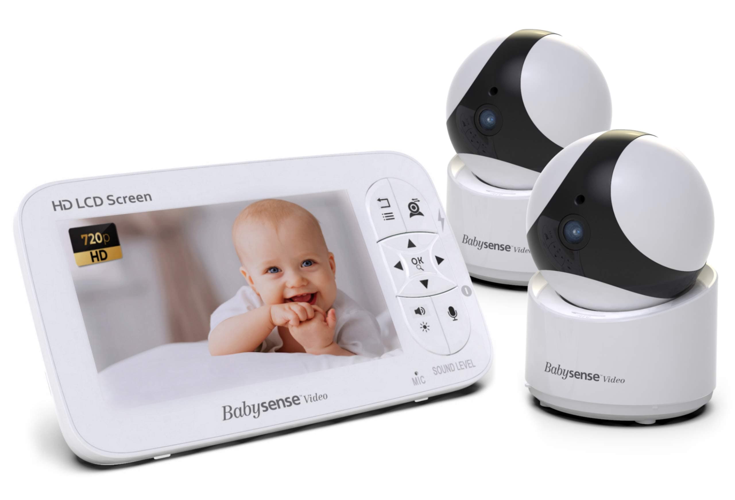 5" HD Baby Monitor, Babysense Video Baby Monitor with Camera and Audio, Two HD Cameras with Remote PTZ, 960ft Range, Two-Way Audio, Zoom, Night...