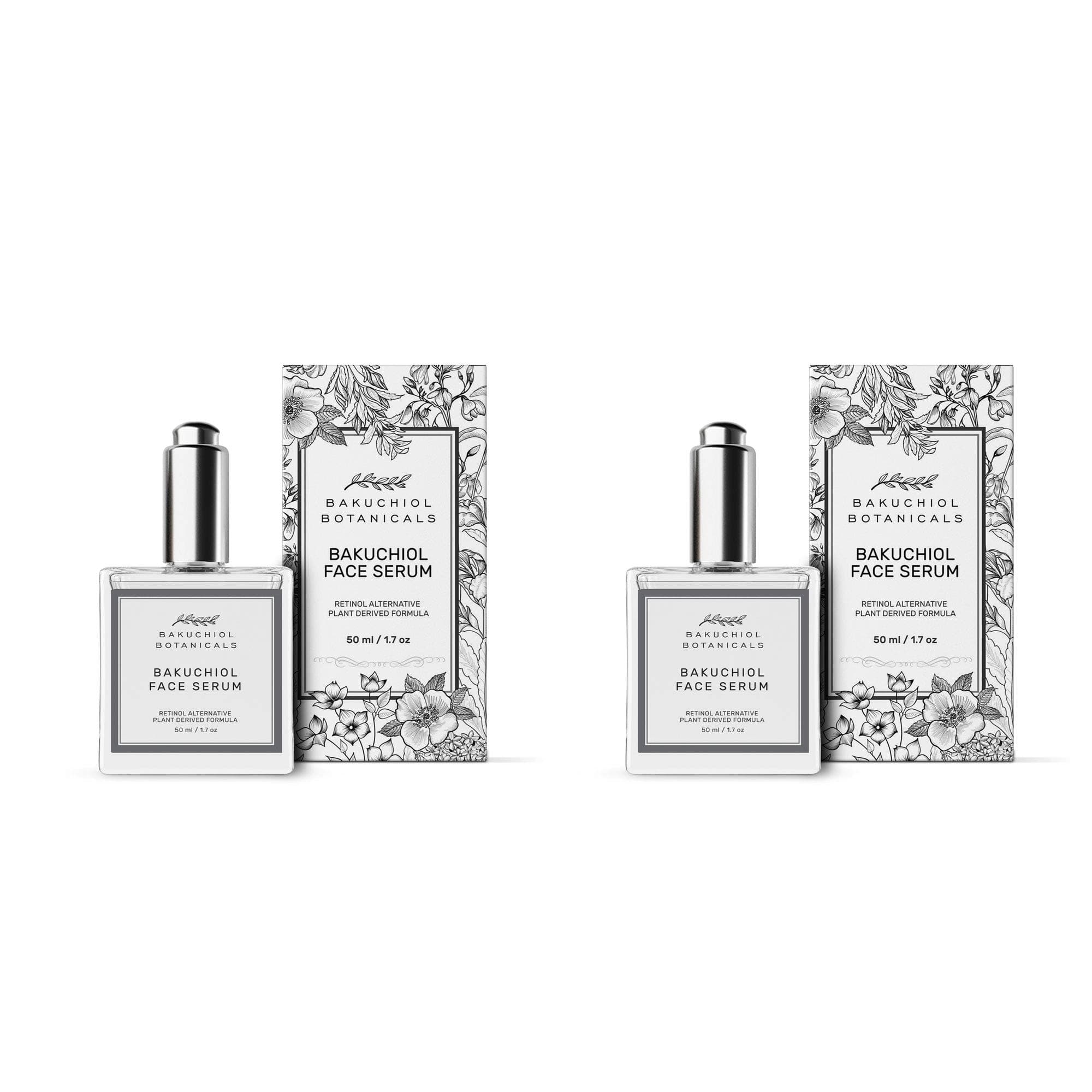 Bakuchiol Facial Serum Oil 1.7 oz (2 PACK) - Retinol Alternative - Clinical Strength Bakuchiol - 100% Plant Derived Ingredients - Bakuchiol, Squala...