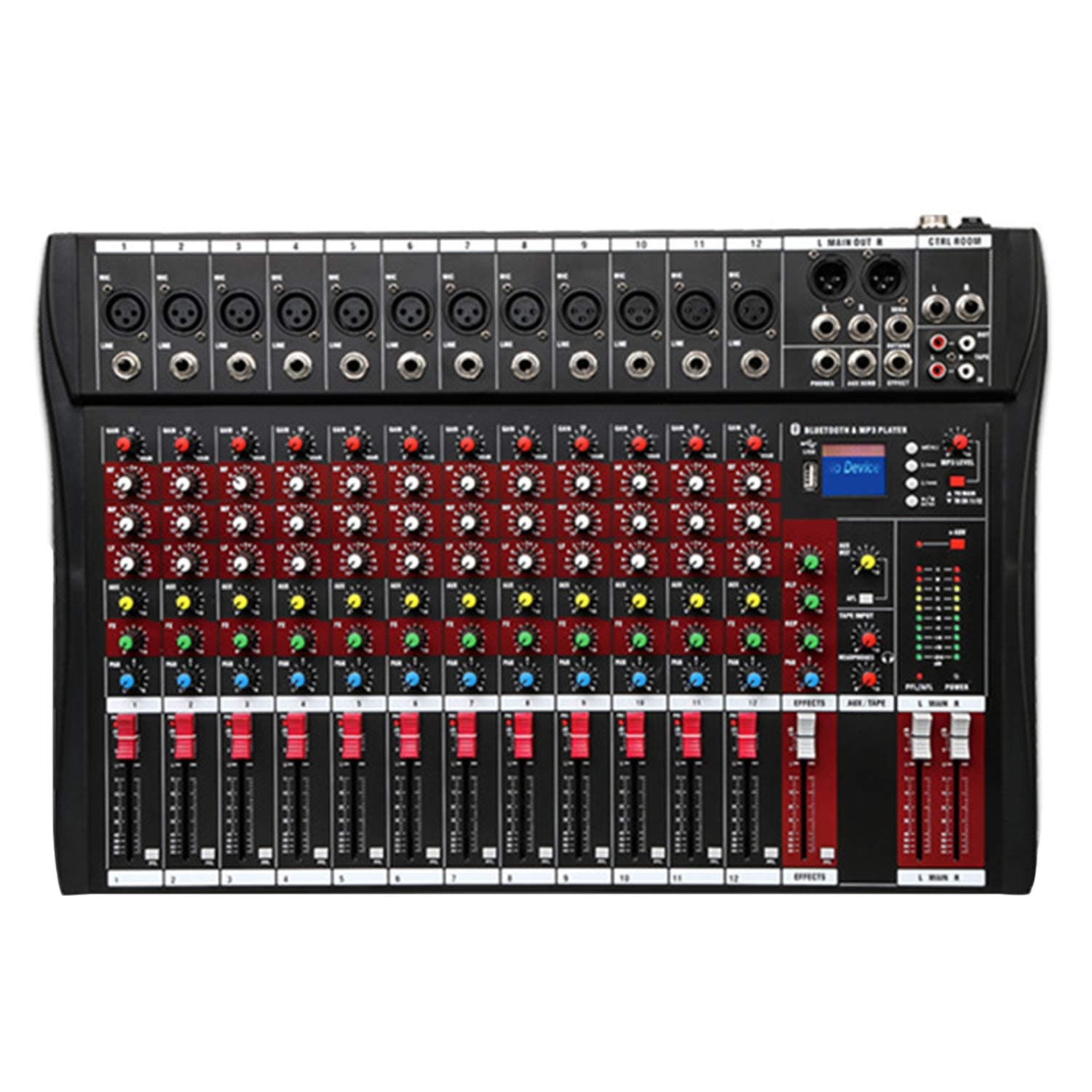 Fineshine 8/12/16 Channel Audio Mixer Sound Mixing Console with Bluetooth USB,PC Recording Input, XLR Microphone Jack, 48V Power, RCA Input/Output ...