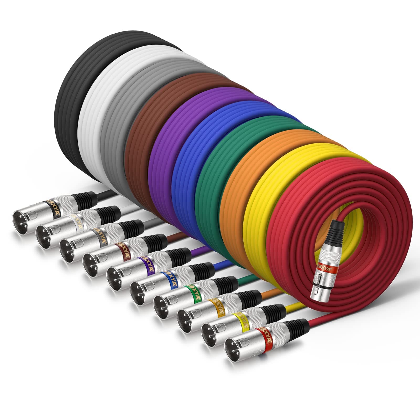 25 Feet XLR Cable Audio Cords- EBXYA 25ft Microphone Patch Cable Balanced, 10 Color Packs
