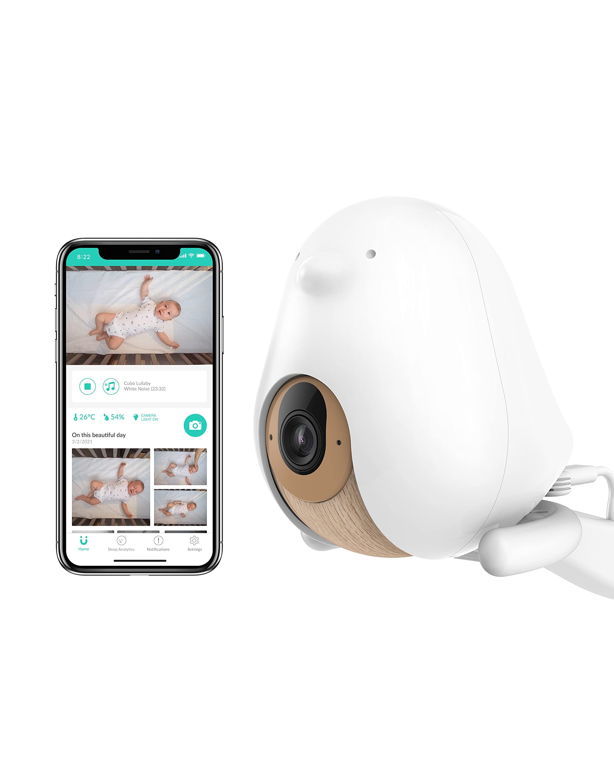 Cubo Ai Plus Smart Baby Monitor and 3-Stand Set | HD Night Vision Camera with A.I. Baby Safety Alerts, Sleep Analytics and Two-Way Audio | iOS, And...