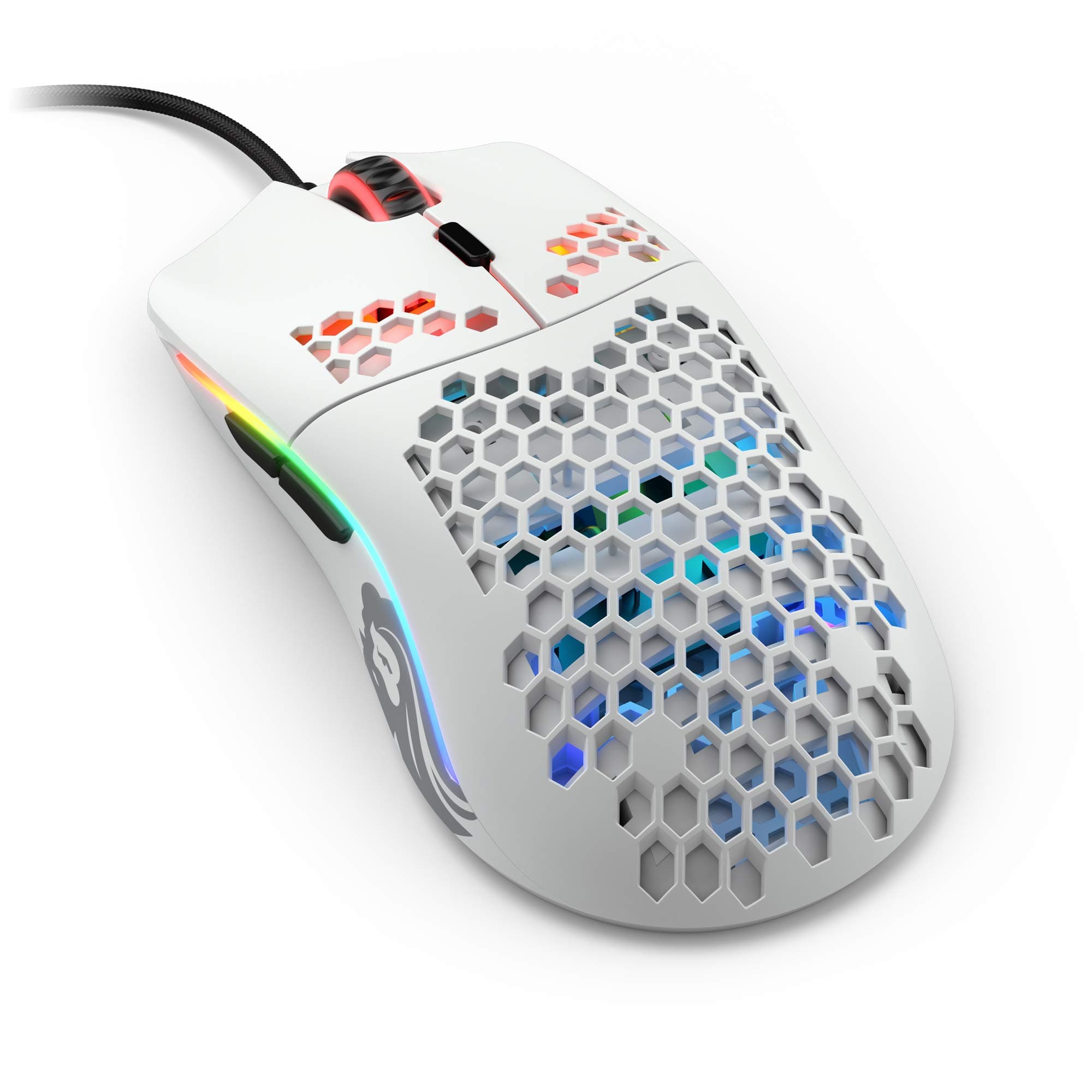 Glorious Gaming Mouse - Model O Minus 58 g Superlight Honeycomb Mouse, Matte White Mouse, USB Gaming Mouse