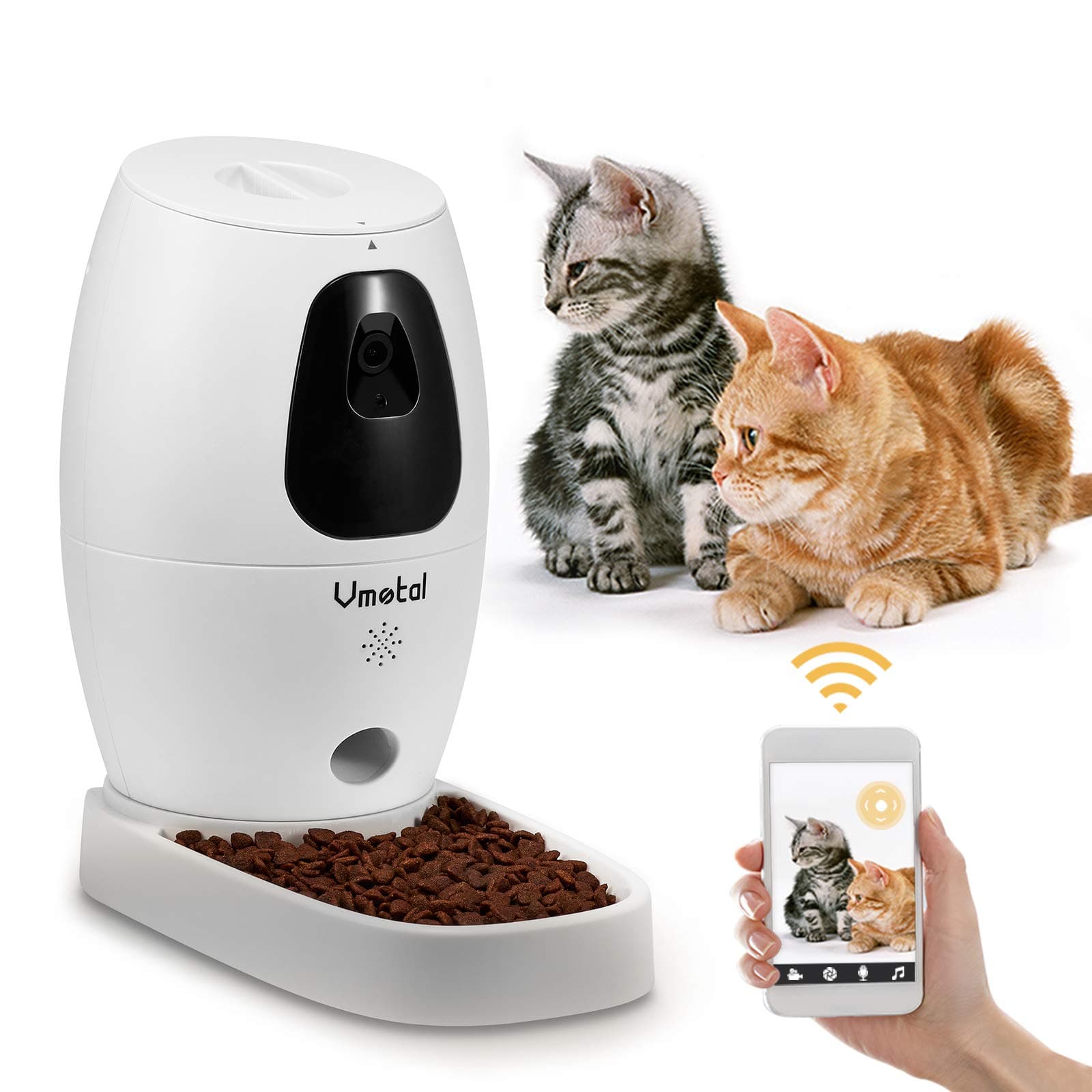 Vmotal Pet Camera with Automatic Cat Feeder for Cat and Dog Full HD Video with Night Vision, 2-Way Audio,Sound/Motion Alerts, WiFi Monitor Pet Remo...