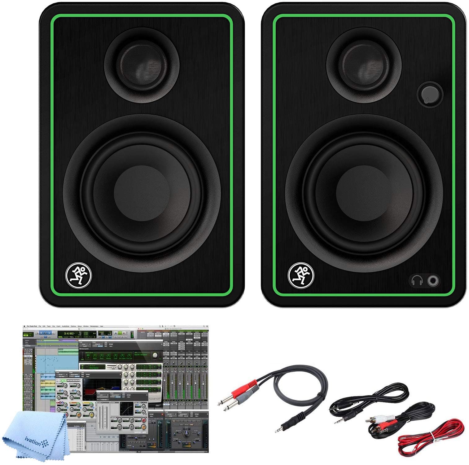 Mackie CR4-X BT 4-Inch Creative Reference Multimedia Bluetooth Monitors Bundle with and Pro Cable Kit Featuring Pro Tools First DAW Music Editing S...