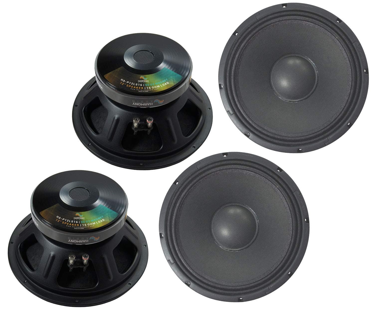 4x Harmony HA-P12LS16 Replacement 12" Pro PA 800W Subwoofer - Speaker 16 Ohm Sub