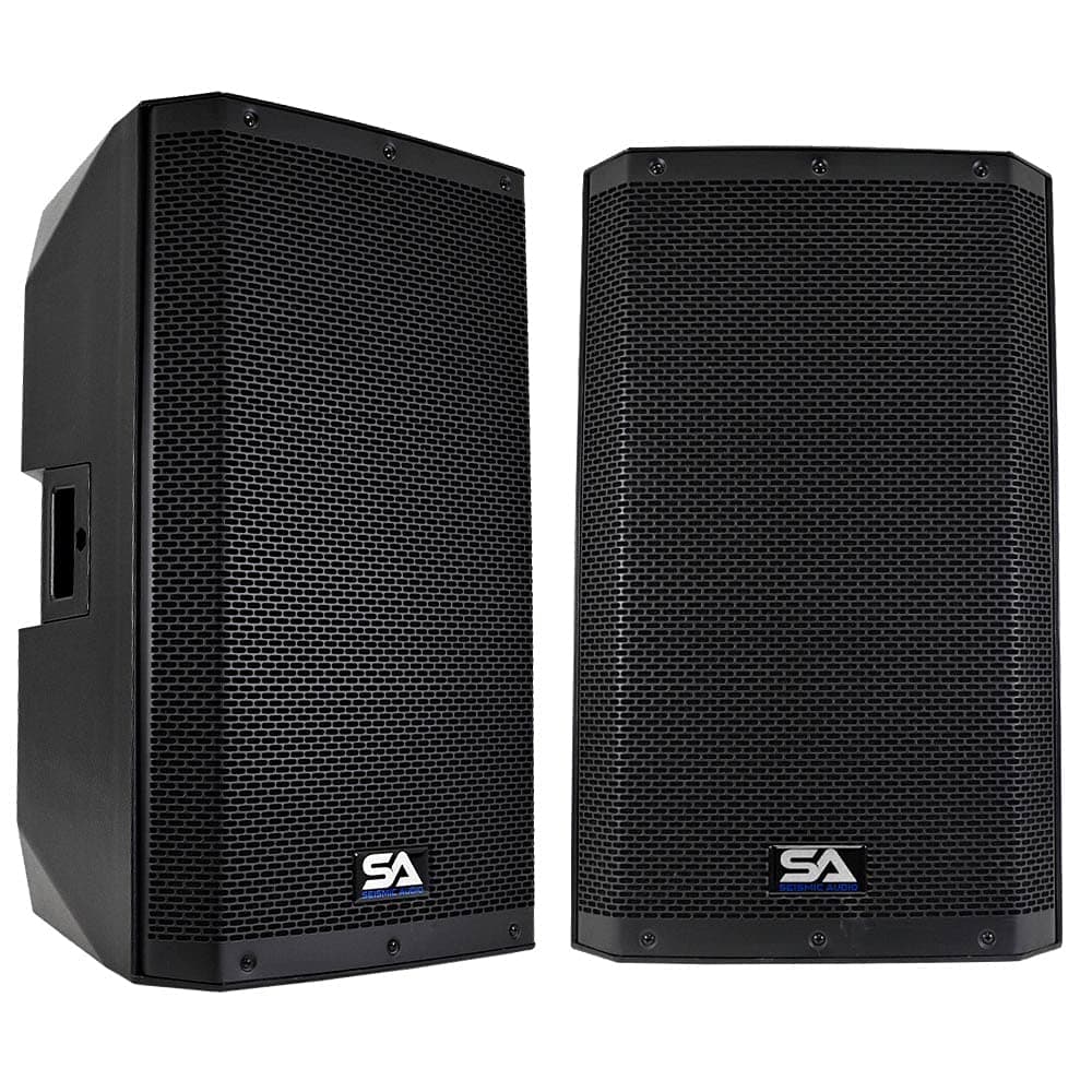 Seismic Audio Speakers Riot-15, Pair of Powered 1000 Watt PA/DJ Speaker with Bluetooth, 15 Inch Speaker, DSP, Built in Mixer & Class D Amplifier