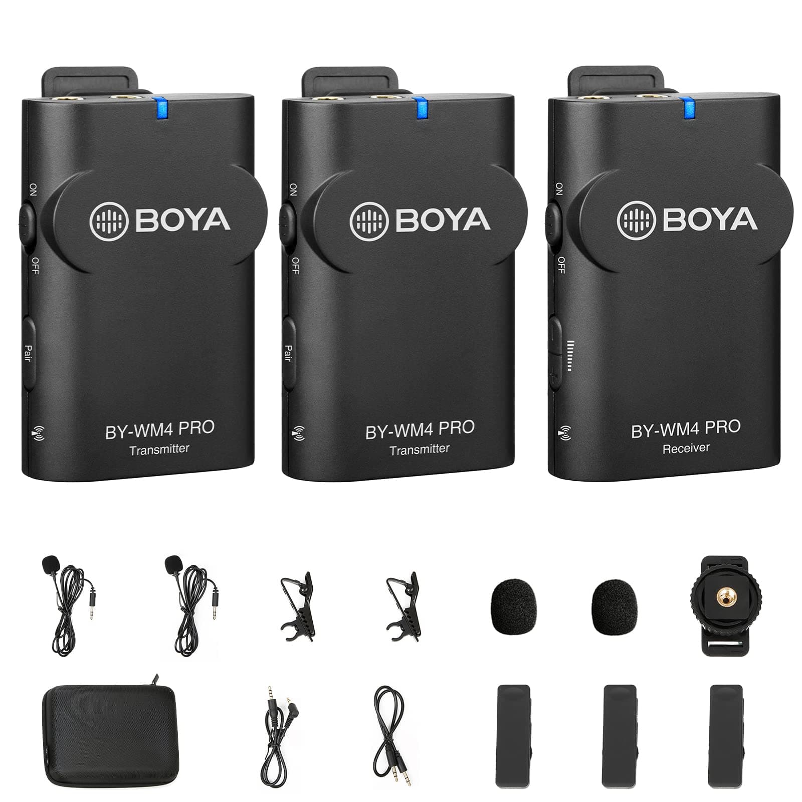 2.4G Wireless Lavalier Microphone System BOYA WM4 PRO K2 Mini Mic for Smartphones Canon Nikon Sony DSLR Camera iOS for vlog Live Streaming Intervie...