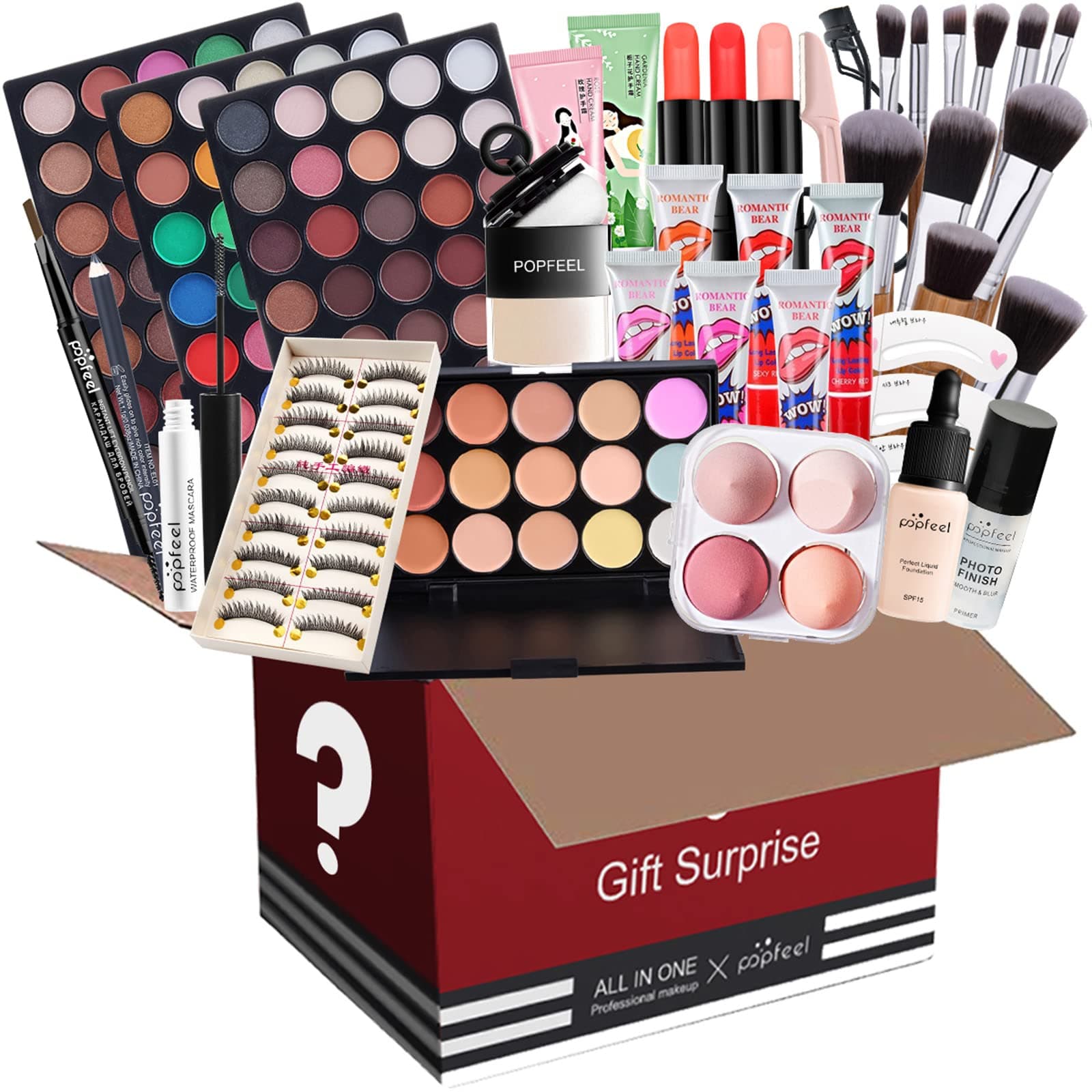 FantasyDay All-in-one Makeup Set Holiday Gift Surprise | Full Makeup Kit for Women Essential Starter Bundle Include Eyeshadow Palette Lipstick Blus...