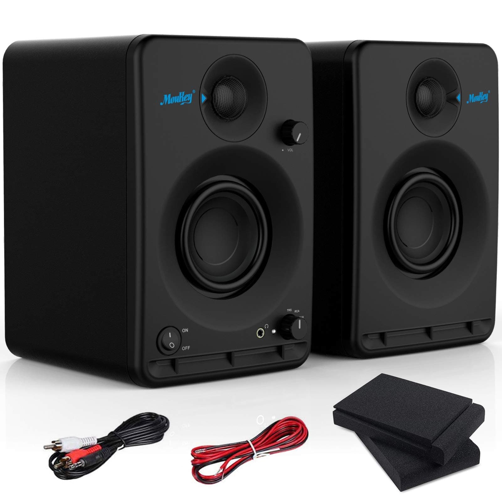 Studio Monitors Speakers (Pair) - Moukey 3'' CSR Bluetooth Speakers Active Powered Near Field Recording Monitors with 2-Pack Studio Monitor...