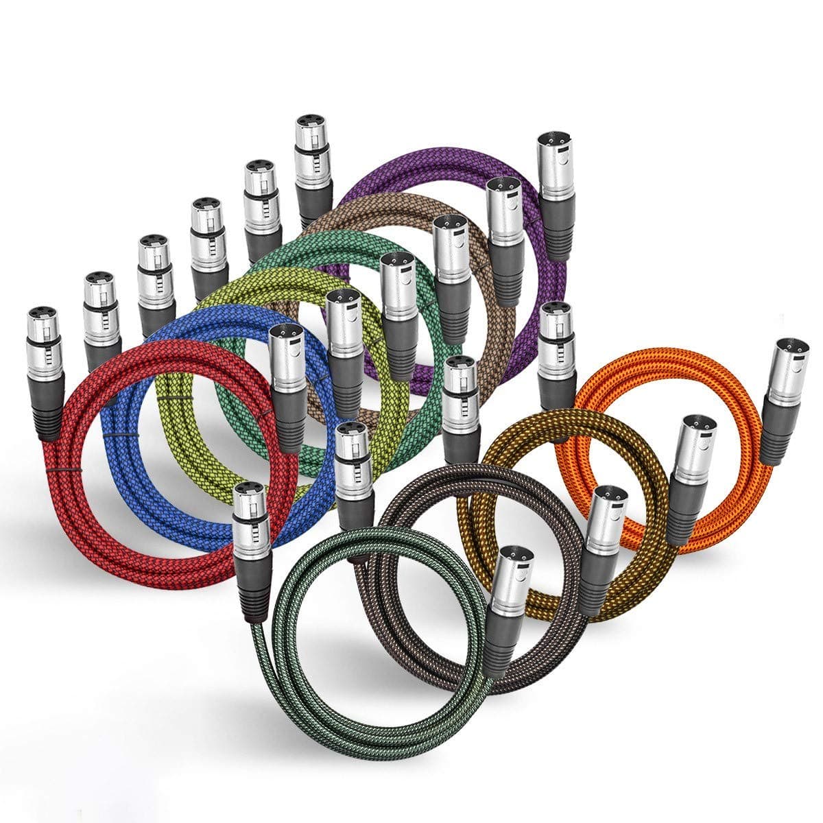XLR Cable 3ft, BIFALE Heavy Duty Hybrid Braided XLR Patch Cable 3Pin XLR Male to Female Multi-Colored Microphone Cable Balanced Mic/Snake Cord - 10...
