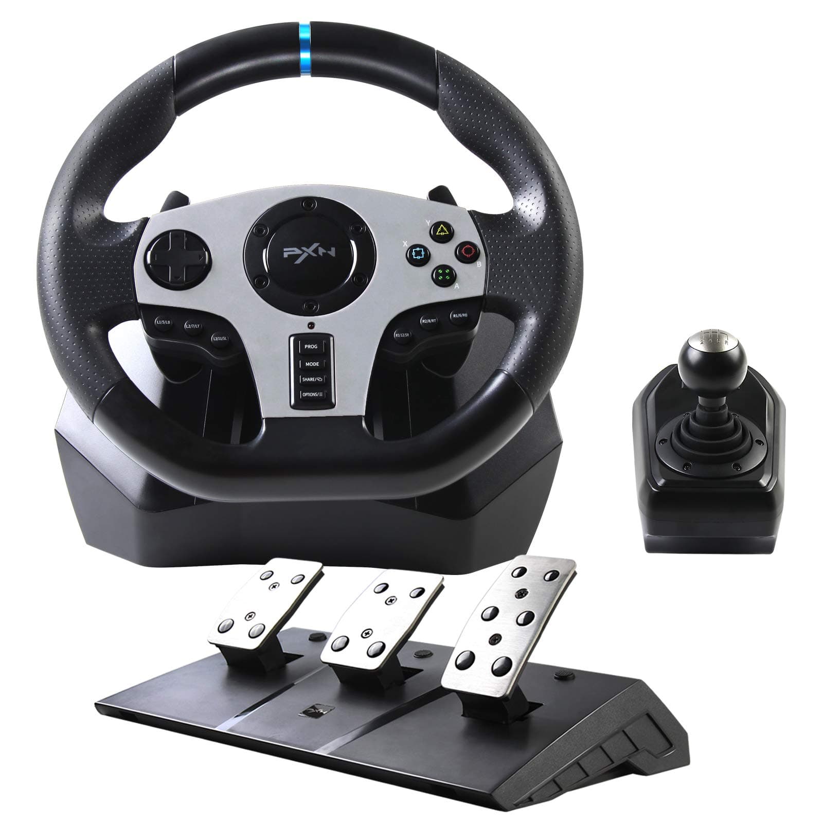 Game Racing Wheel, PXN V9 270°/900° Adjustable Racing Steering Wheel, with Clutch and Shifter, Support Vibration and Headset Function, Suitable for...