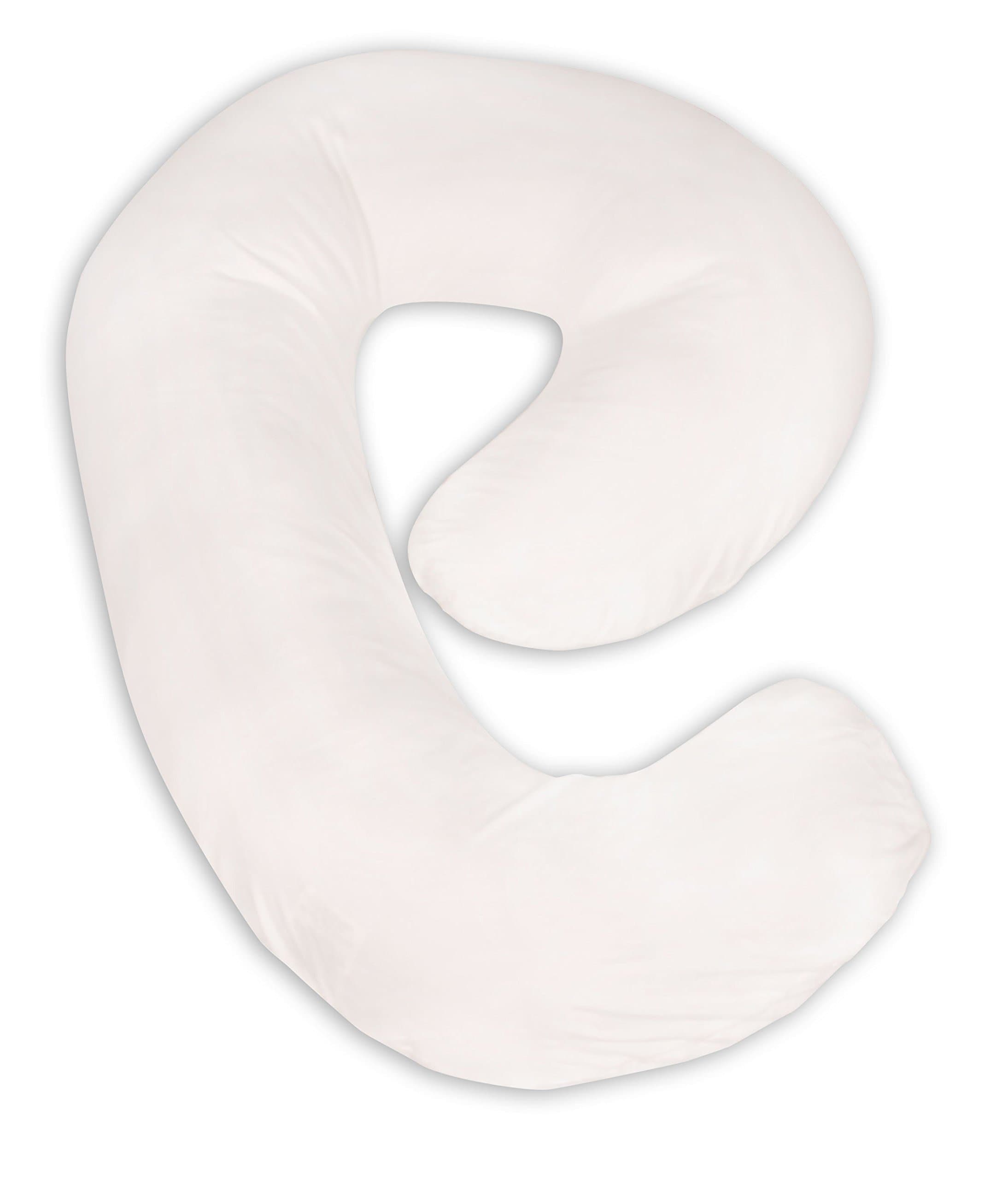 Leachco Snoogle Mini Chic Jersey - Compact Side Sleeper Pregnancy Pillow - Ivory