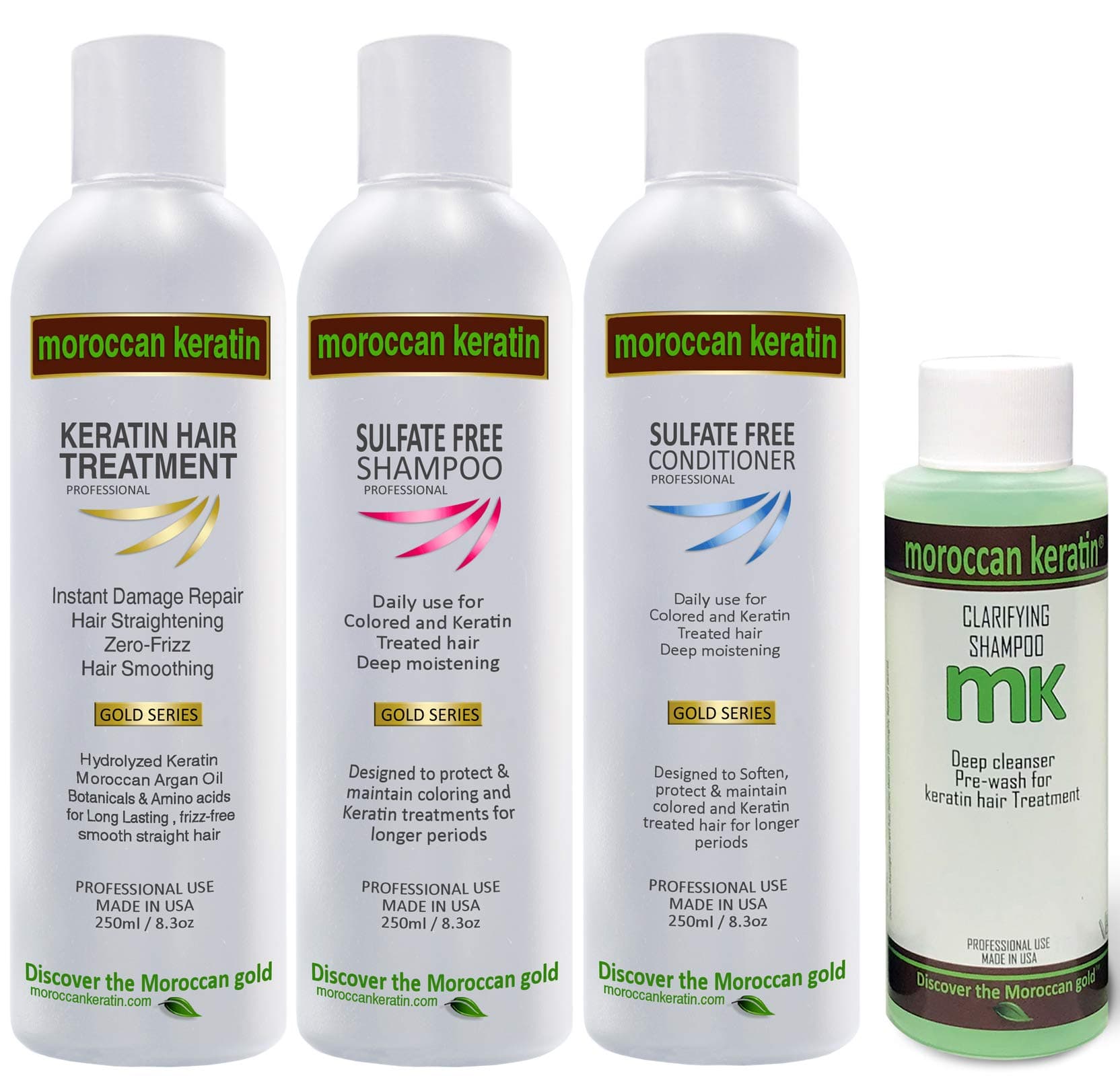 Brazilian Keratin Blowout GOLD SERIES Moroccan Keratin Most Effective Brazilian Keratin Hair Treatment SET 250ML Professional Salon Formula