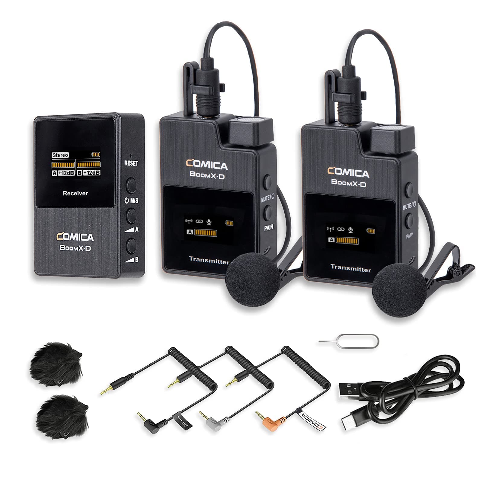 comica BoomX-D D2 Wireless Microphone Transmitter, 2.4G Global Use Frequency USB-C Charge Up to 50 Meters for Facebook,Interview, Outdoor Travel, V...