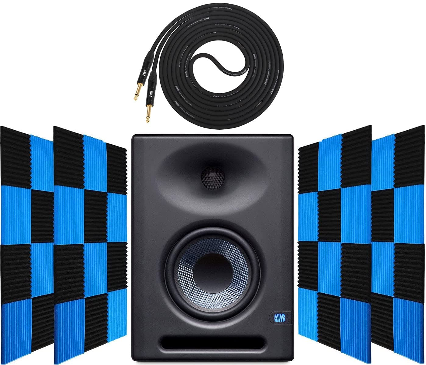 PreSonus Eris E5 XT Two-Way Active Studio Monitor with EBM Wave Guide Design, 24 Pack Acoustic Soundproof Studio Foam Wedges Sound Insulation Panel...