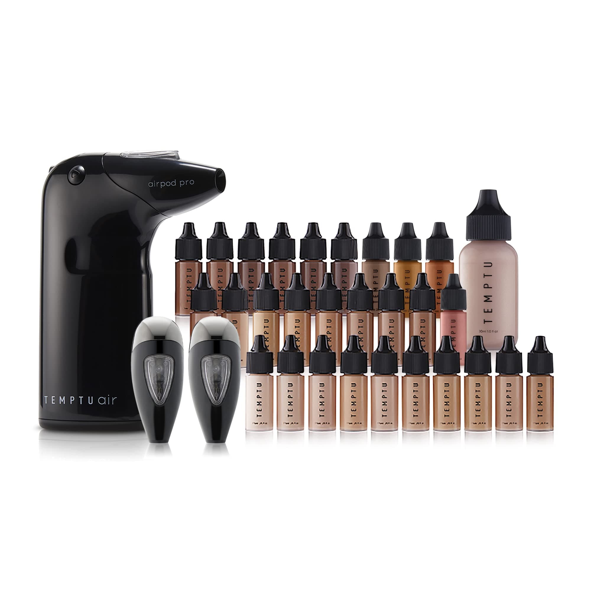TEMPTU Airbrush Glow & Go Kit: Complete Cordless Pro Airbrush System Refillable Pro Makeup Cartridges Includes Primer, Blush, Highlighter & Foundat...