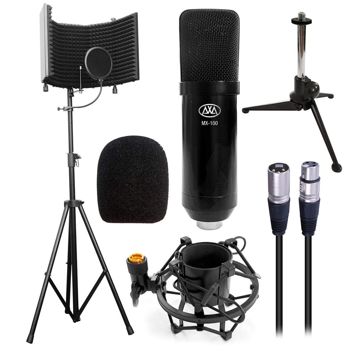 AxcessAbles SF-101KIT Half Dome 32.5"Wx13"H (422sq inch) Studio Microphone Isolation Shield w/Stand, Condenser Mic. Compatible w/Focusrite,...