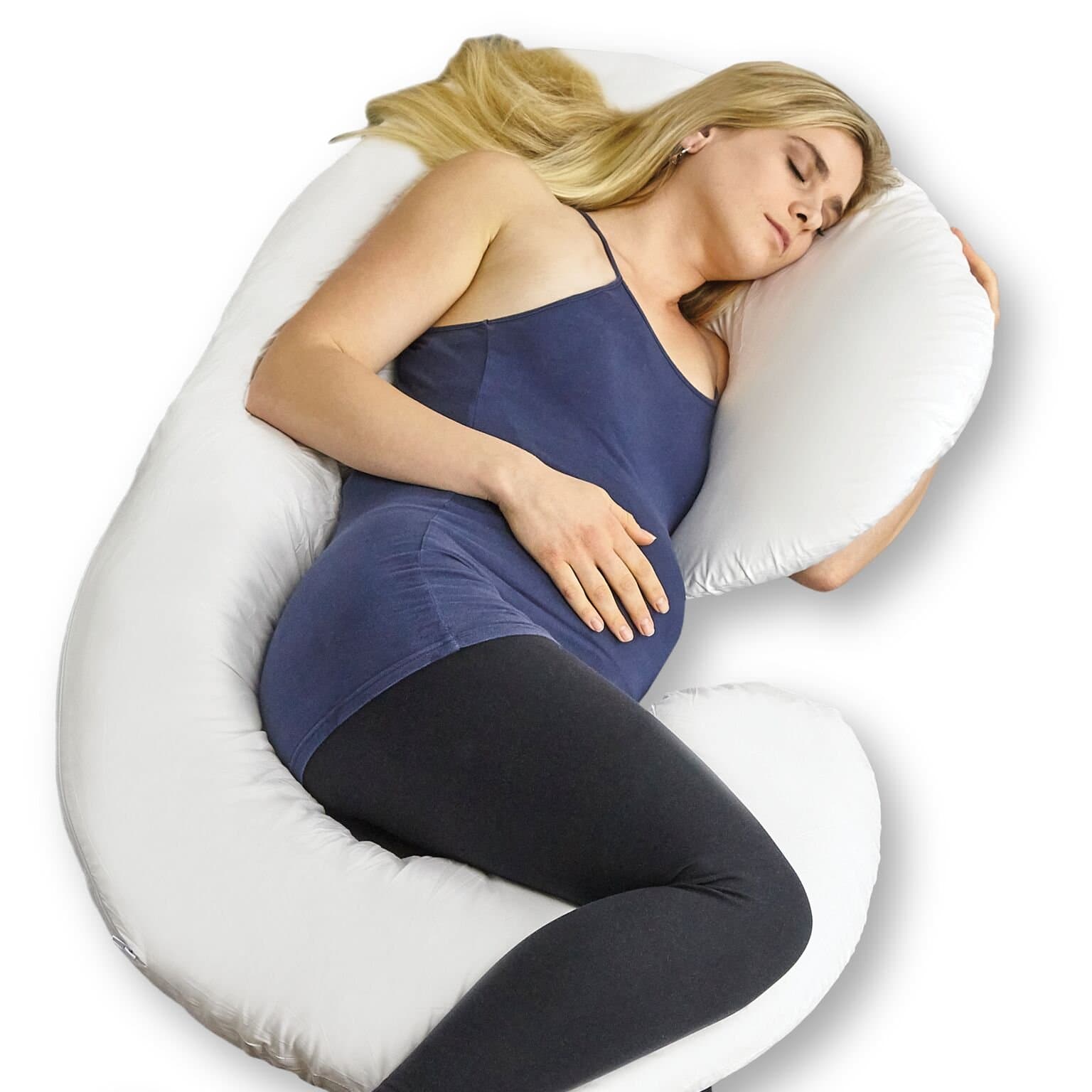 Full Body Pregnancy Pillow – Extra Soft Support Cushion for Maternity Nursing and Back Pain Relief - 100% Cotton Washable Cover (C Shaped)