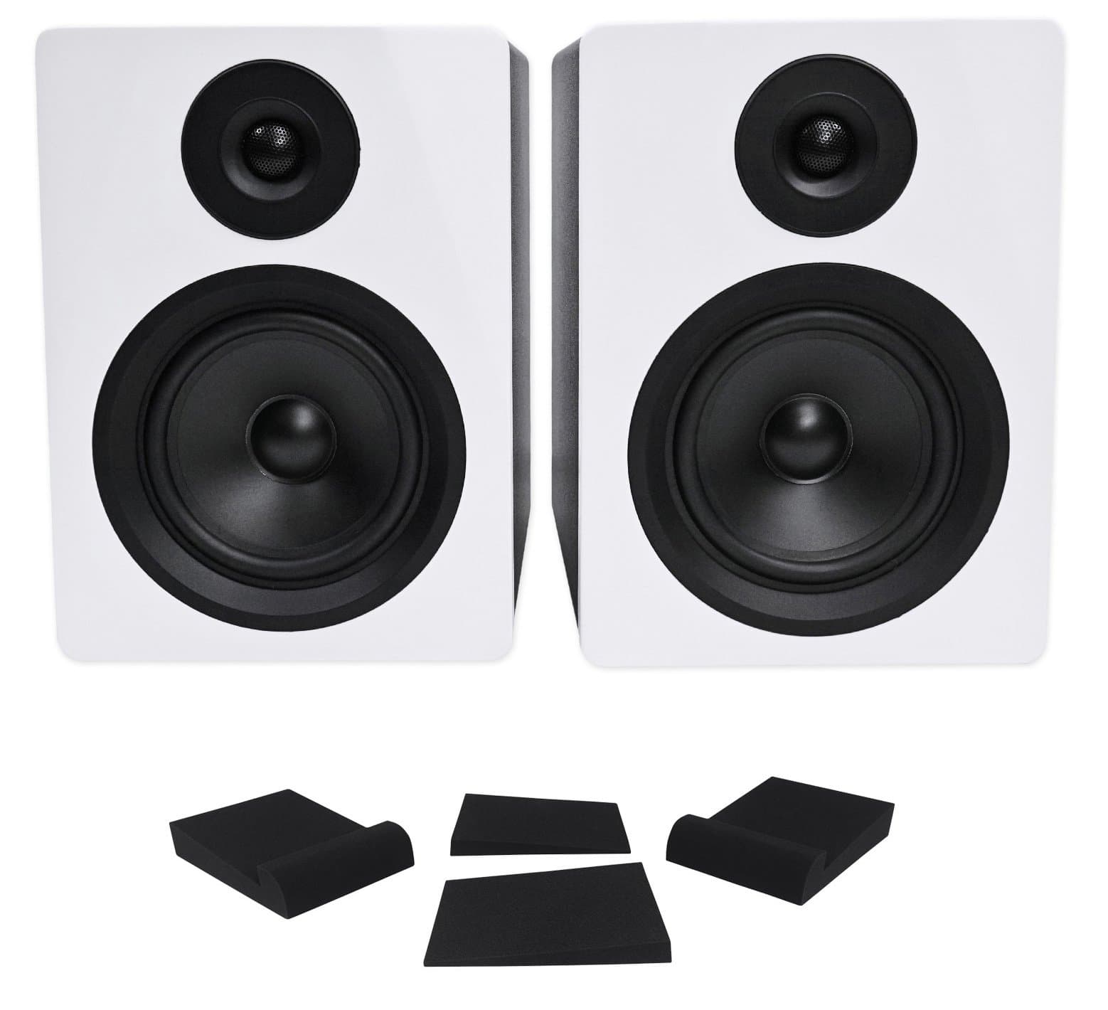 Pair Rockville APM5W 5.25" 2-Way 250W Powered USB Studio Monitor Speakers+Pads