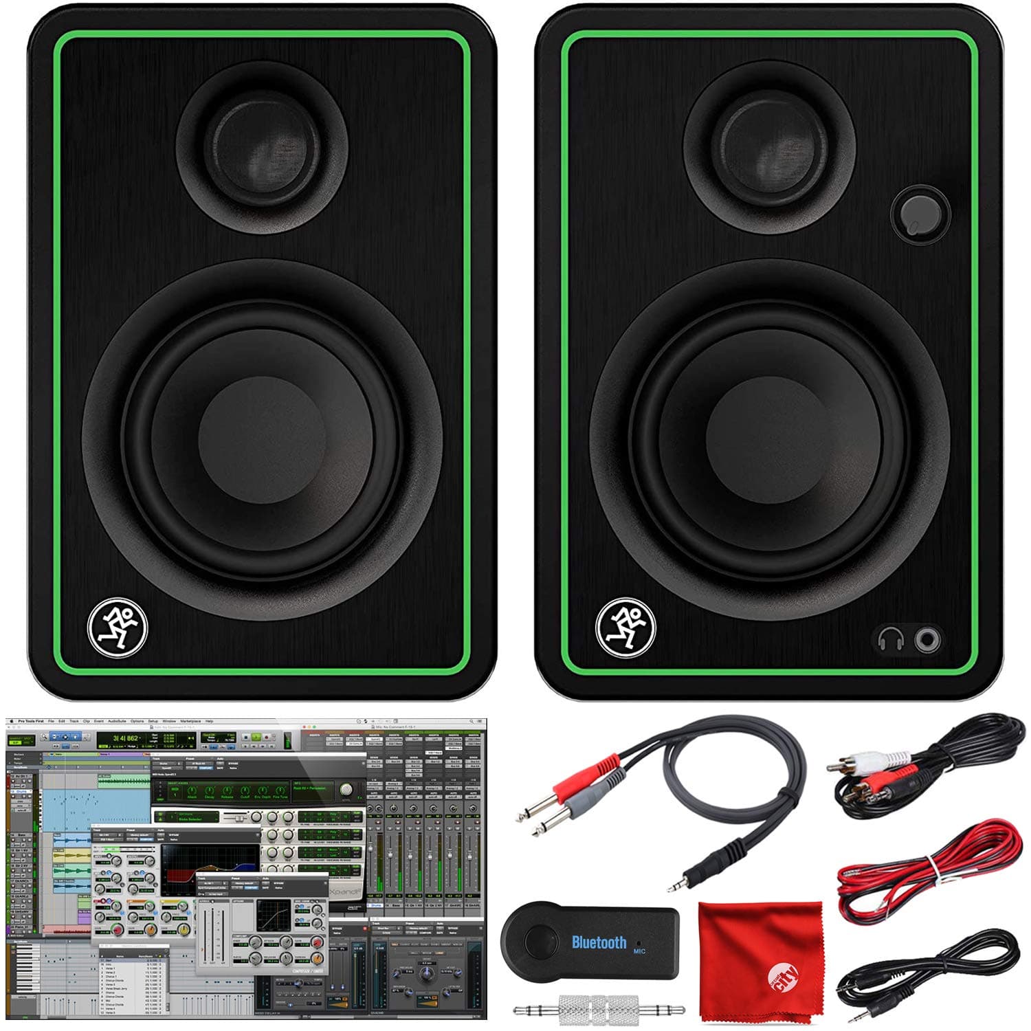 Mackie CR3-X 3-Inch Creative Reference Multimedia Monitors Bundle with Pro Tools First DAW Music Editing Software, Wireless Bluetooth Receiver and ...