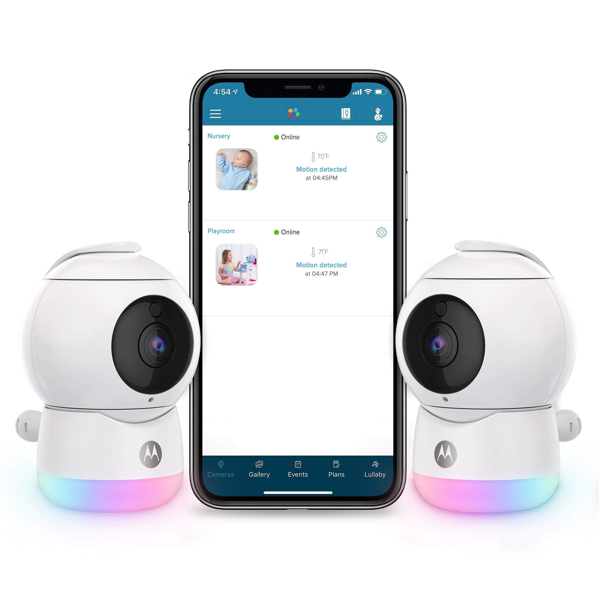 Motorola Peekaboo Twin Cameras WiFi 1080p Video Baby Monitor - Multi-Color Night Light, Two-Way Audio, Infrared Night Vision – 360 Degree Remote Pa...