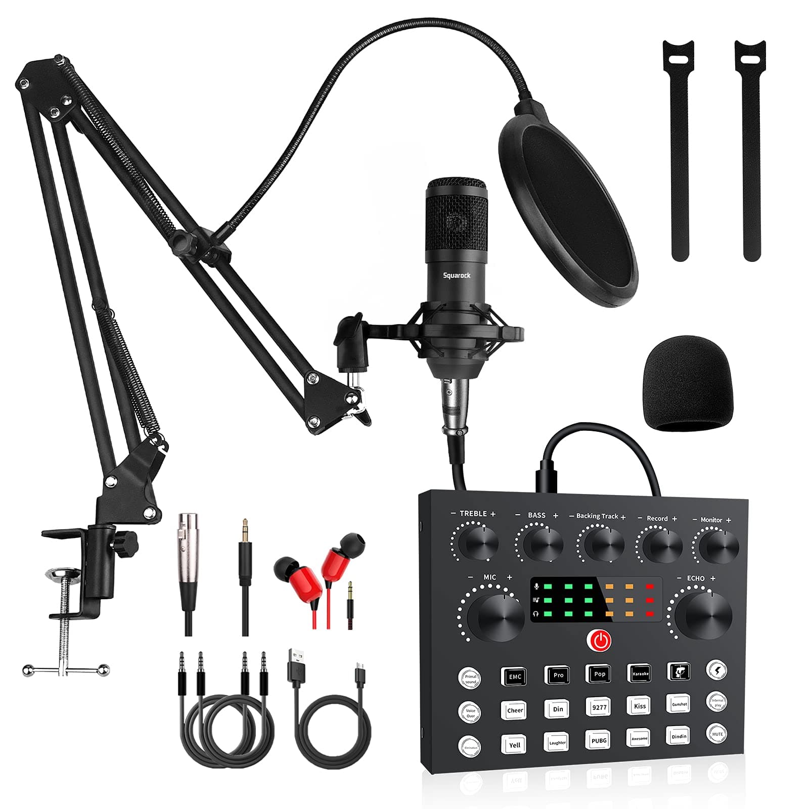 Podcast Equipment Bundle,Audio Interface with All-In-One DJ Mixer and Studio Broadcast Microphone, Perfect for Recording,Live Streaming,Gaming,Comp...