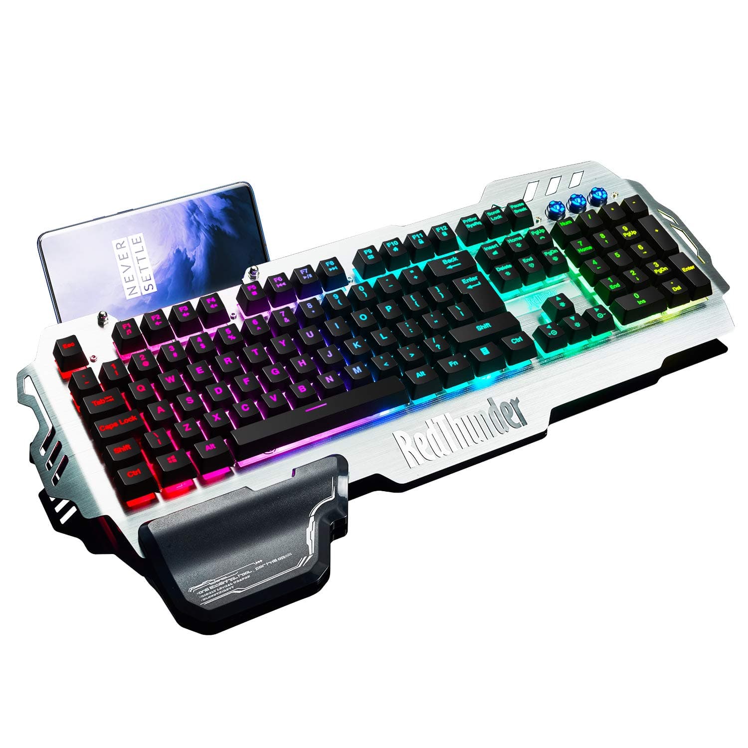 RedThunder K900 Gaming Keyboard, RGB Backlit Semi Mechanical Keyboard with Wrist Rest, Water-Resistant USB Wired Hybrid Ergonomic Keyboard, Teclado...
