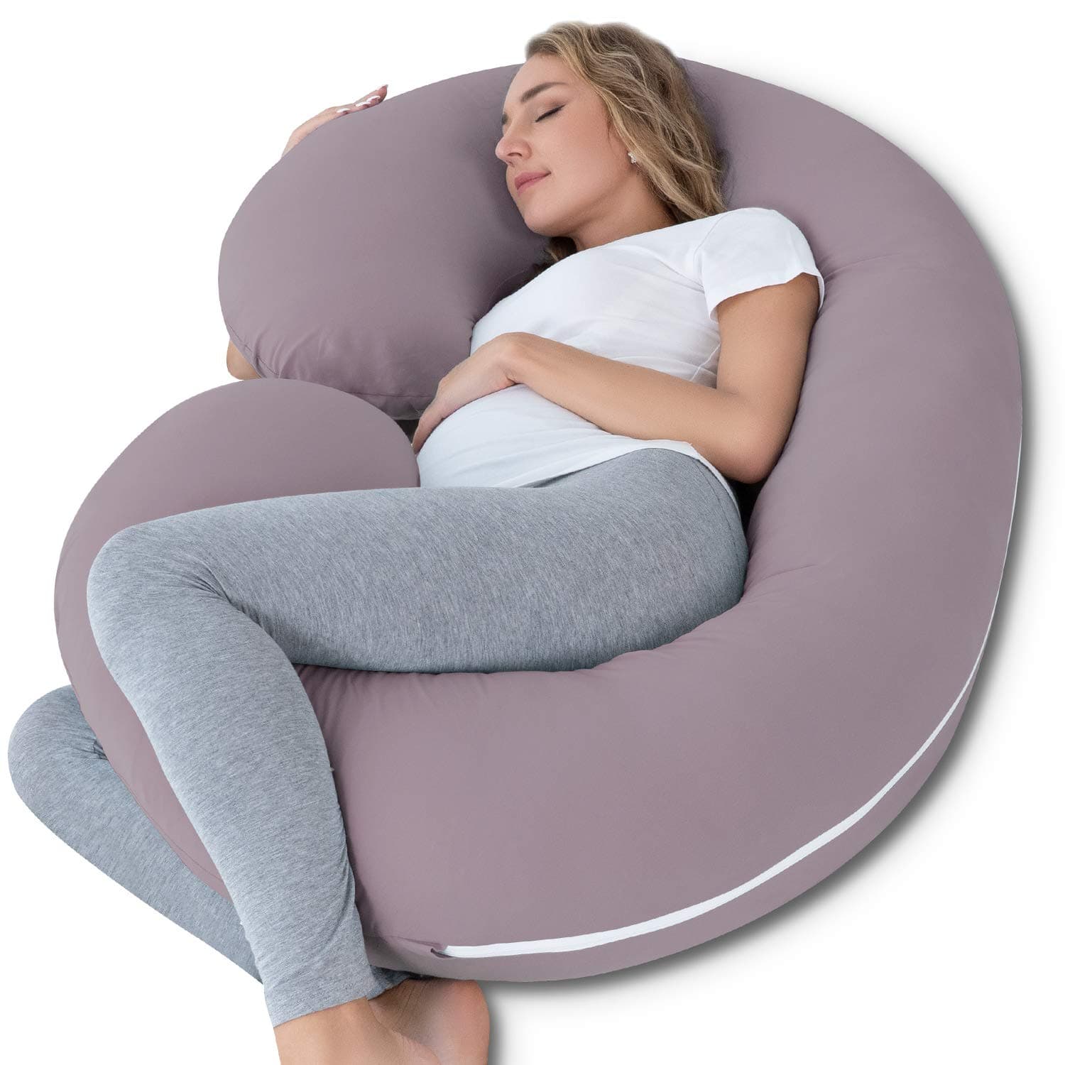 INSEN Pregnancy Pillows,C Shaped Full Body Pillow for Pregnant Women, Maternity Body Pillow with Jersey Pillow Cover