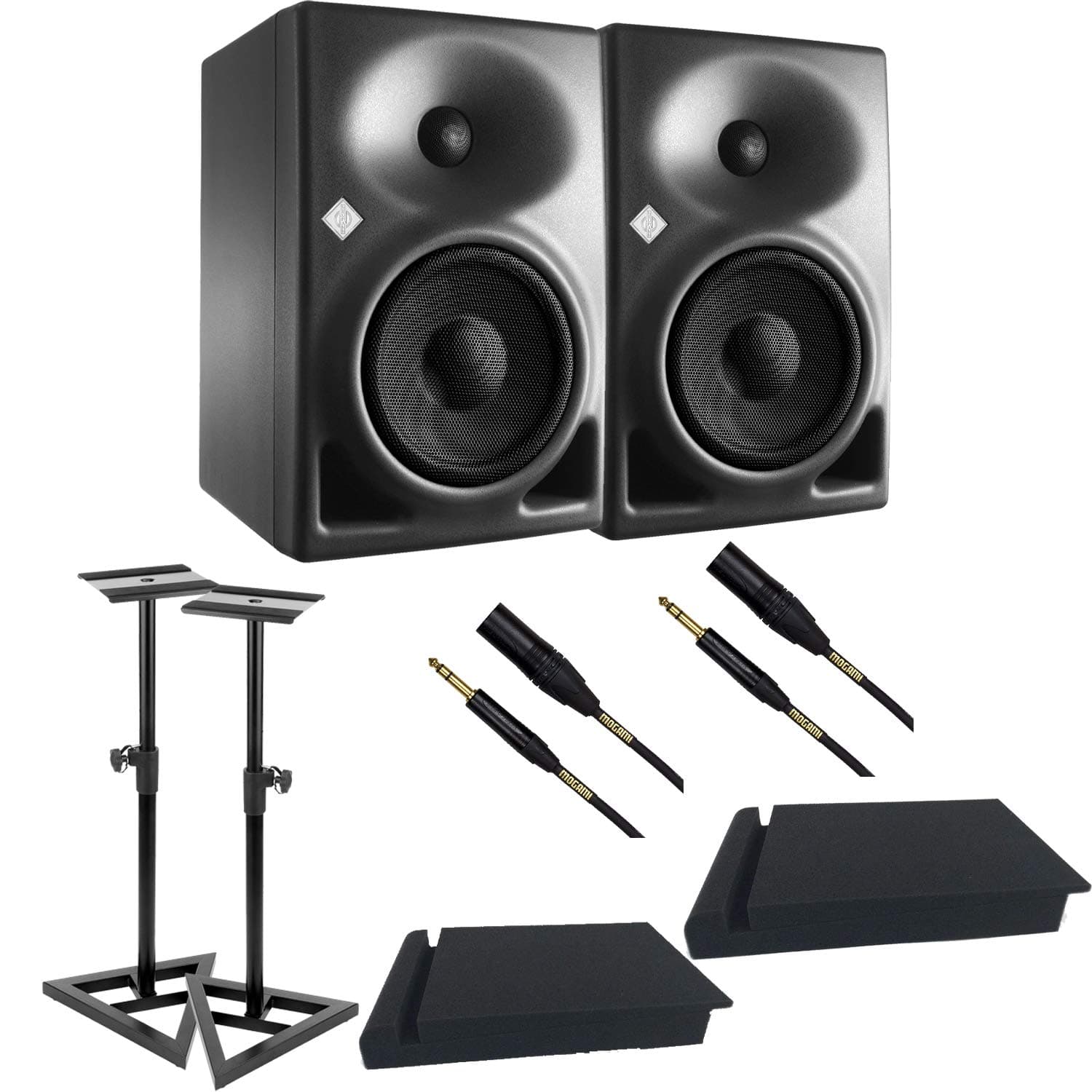 Neumann KH 120-A Studio Monitor (Pair), Monitor Stands, Pads, (2) Mogami XLR to 1/4 Bundle