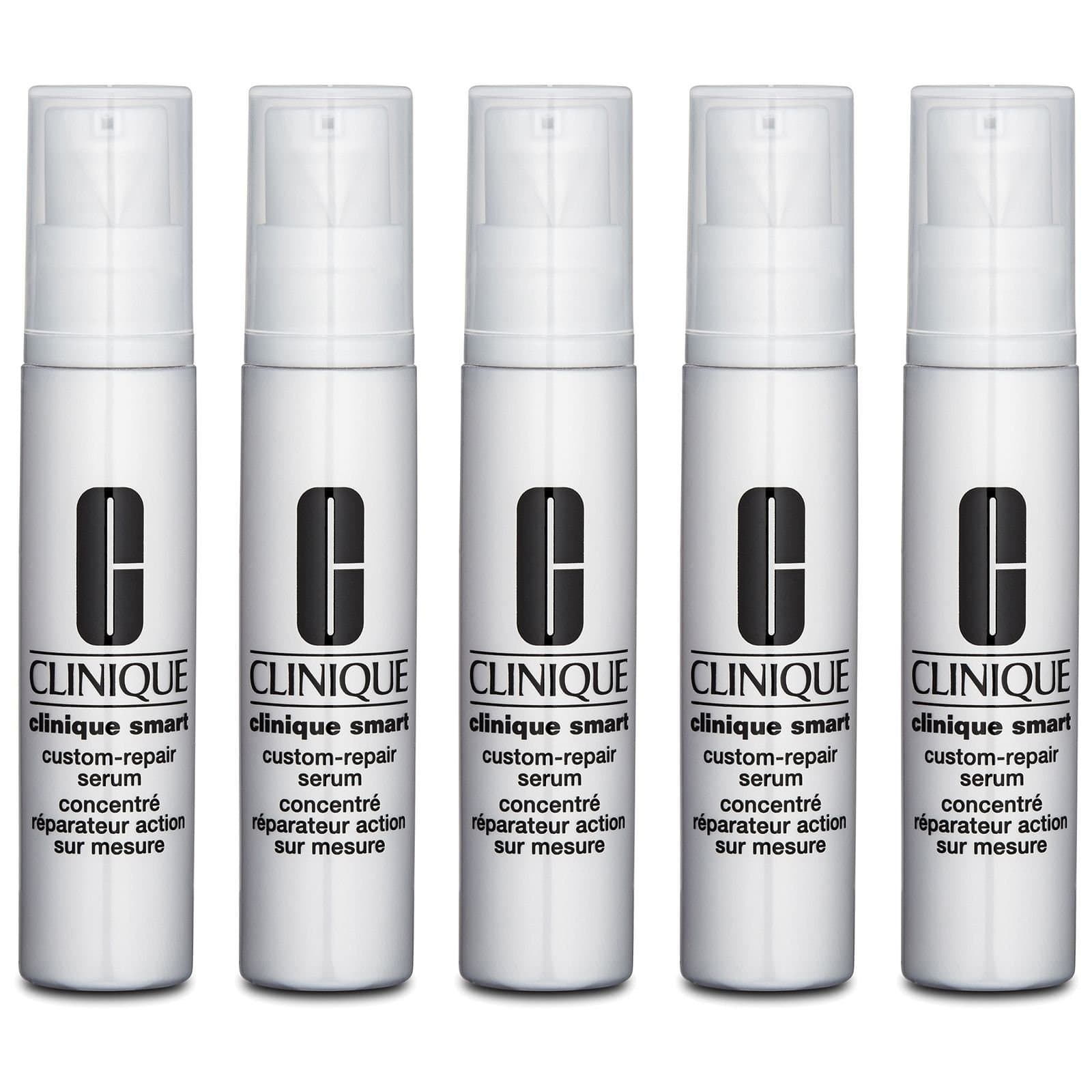 Lot of 5 CLINIQUE Smart Custom-Repair Serum .34 oz / 10ml Travel Size, Totals 1.7oz / 50ml