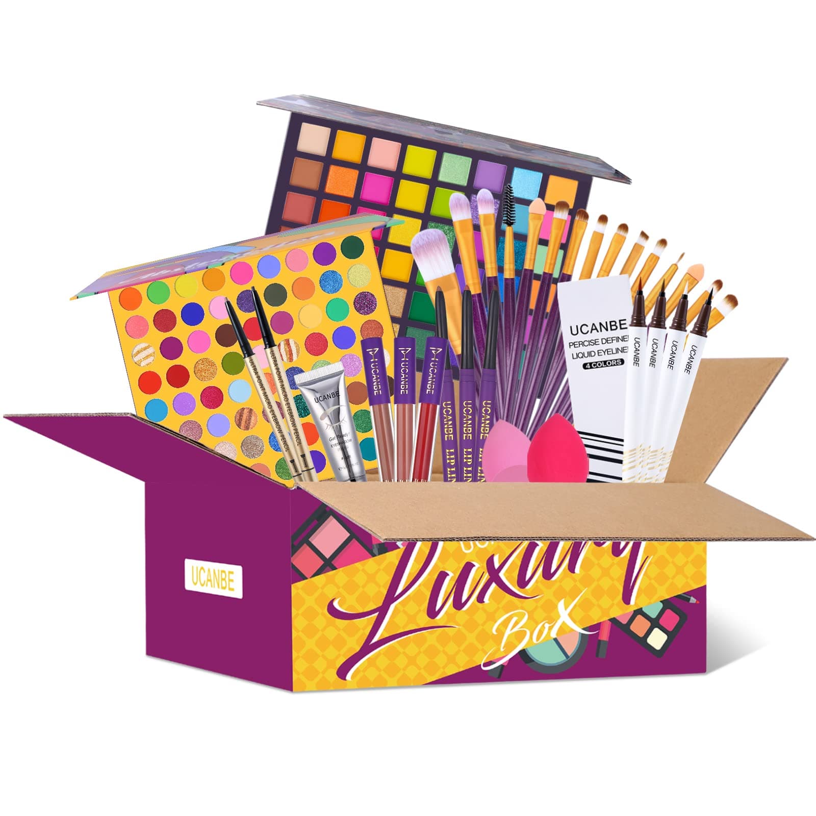 UCANBE All In One Make Up Gift Box Makeup Kit For Women Full Kit - Contains Eyeshadow Palette Brushes Lip Gloss Lip Liner Eyeliner Eyebrow Pen Eyes...