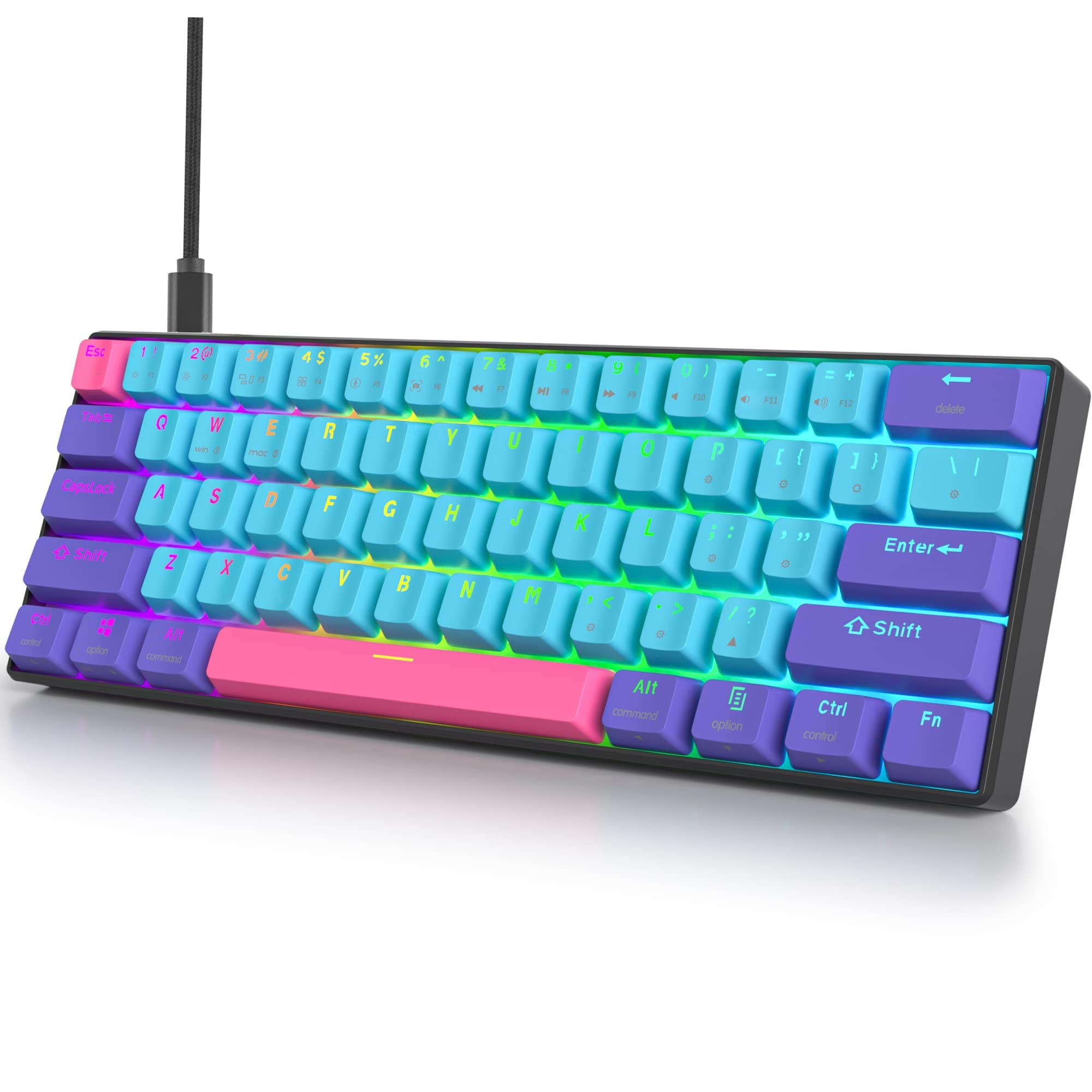 Guffercty kred Gk61 SK61 60% Mechanical Keyboard Custom Hot Swappable 60 Percent PBT Keycaps Gaming Keyboard with RGB Backlit NKRO Type-C Cable for...