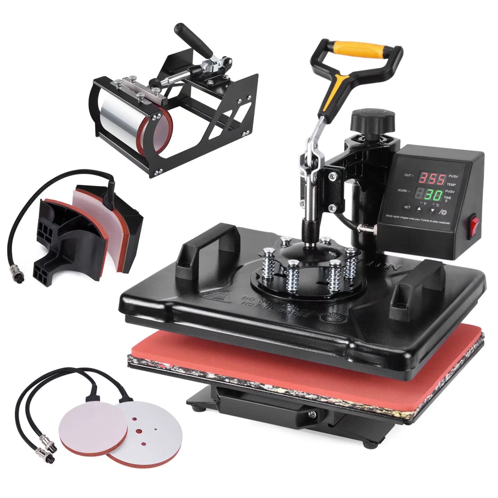 Slendor 5 in 1 Heat Press Machine 12x15 inch 360-Degree Swing Away Digital T Shirt Pressing Machine Multifunction Heat Transfer Sublimation Combo f...