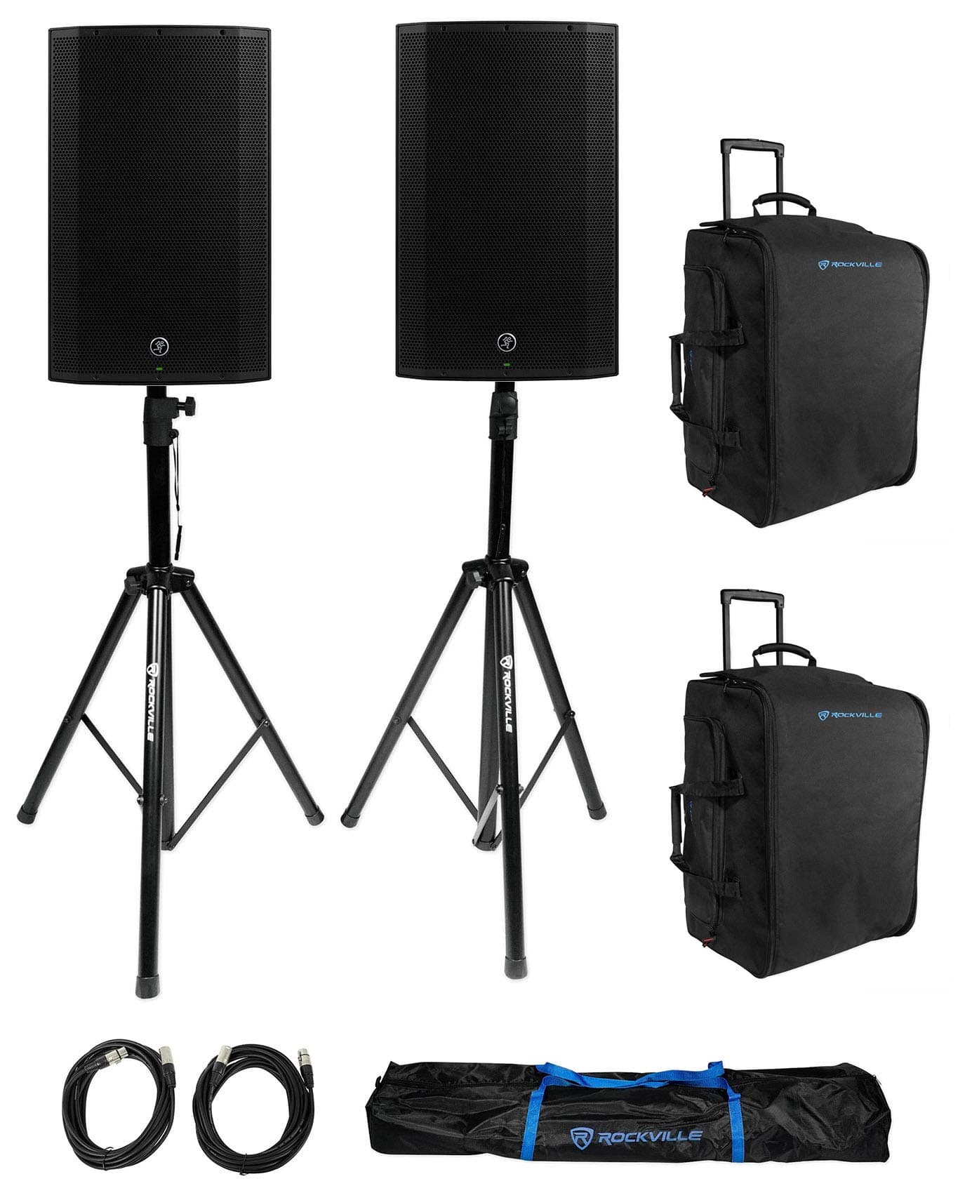 (2) Mackie Thump15A THUMP-15A 15" 1300W Active DJ PA Speaker Bundle with (2) Rockville SB15 Rolling Travel Bag for Most 15" PA Speakers & P...