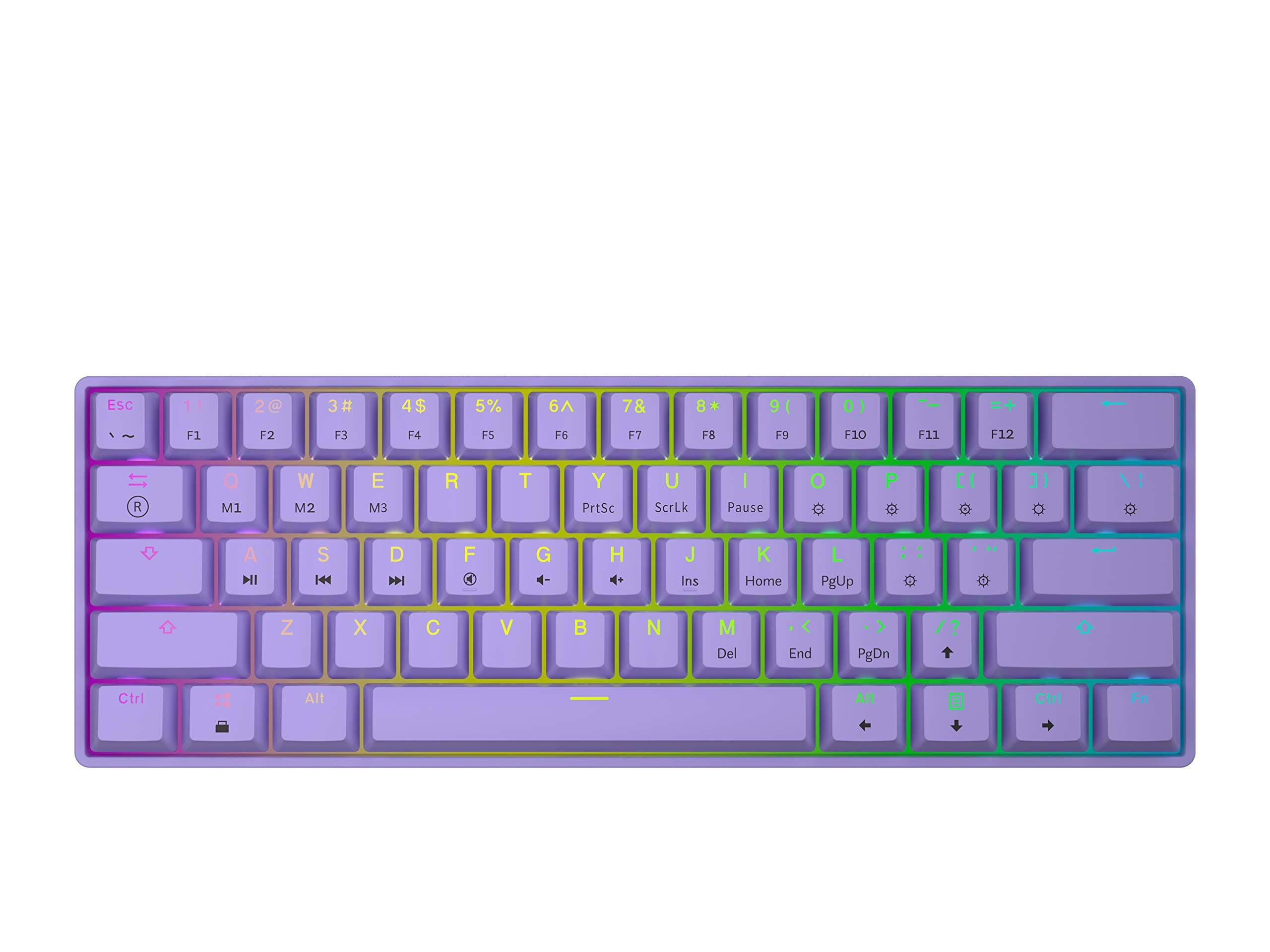 HK GAMING GK61s Mechanical Gaming Keyboard - 61 Keys Multi Color RGB Illuminated LED Backlit Wired Programmable for PC/Mac Gamer (Gateron Mechanica...