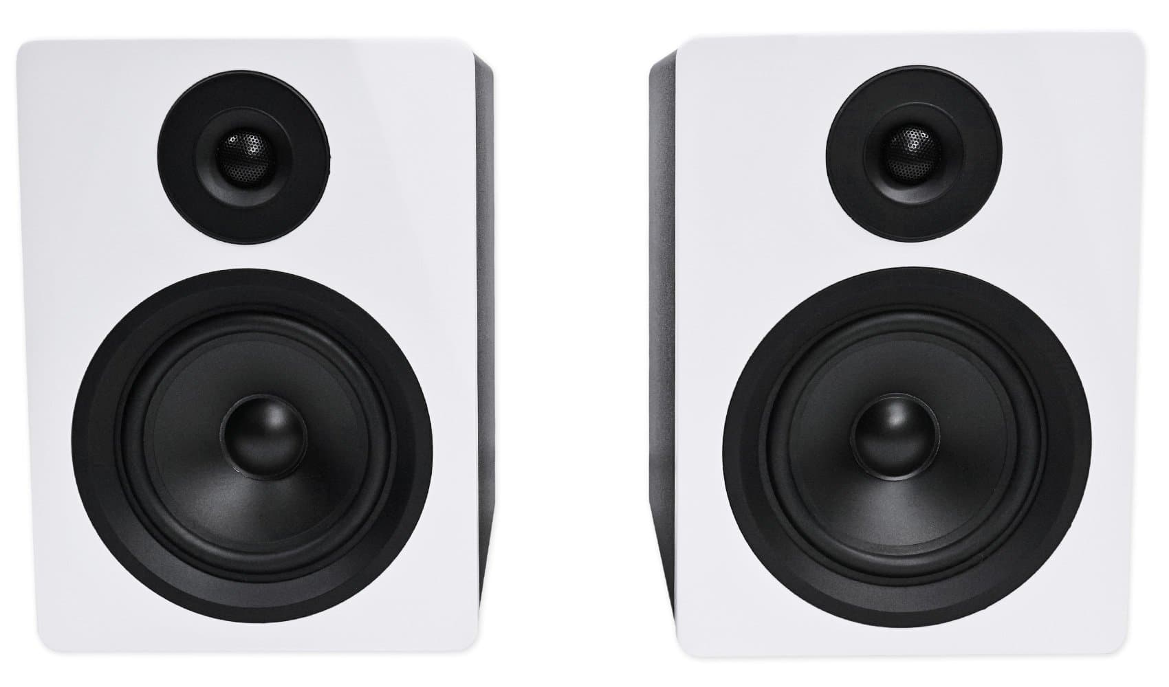 Rockville APM5W 5.25" 2-Way 250W Active/Powered USB Studio Monitor Speakers Pair, White, 5 inch