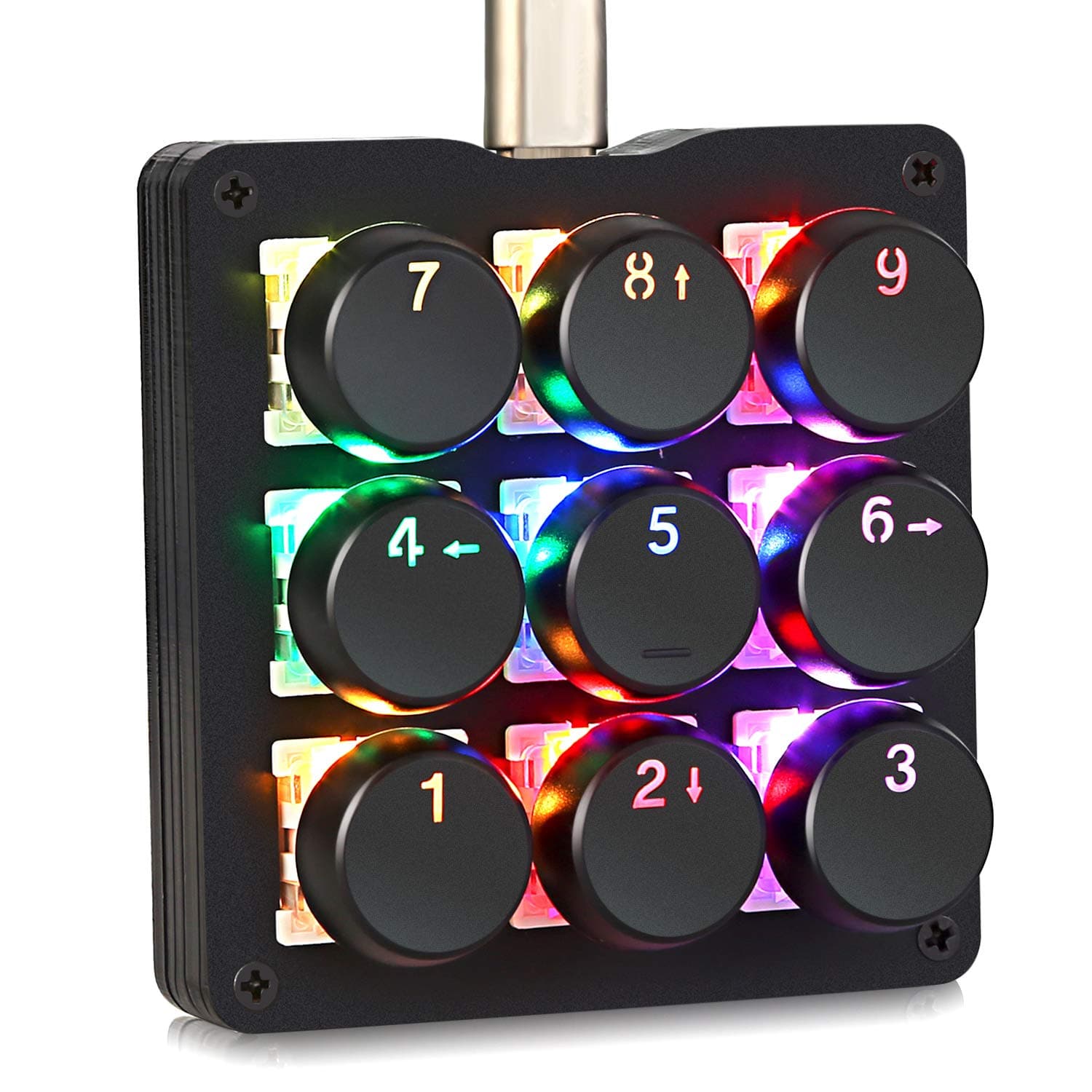Koolertron One Handed Macro Mechanical Keyboard,RGB LED Backlit Portable Mini Gaming Keypad OSU! Keyboard 9 Fully Programmable Keys Blue Switches w...